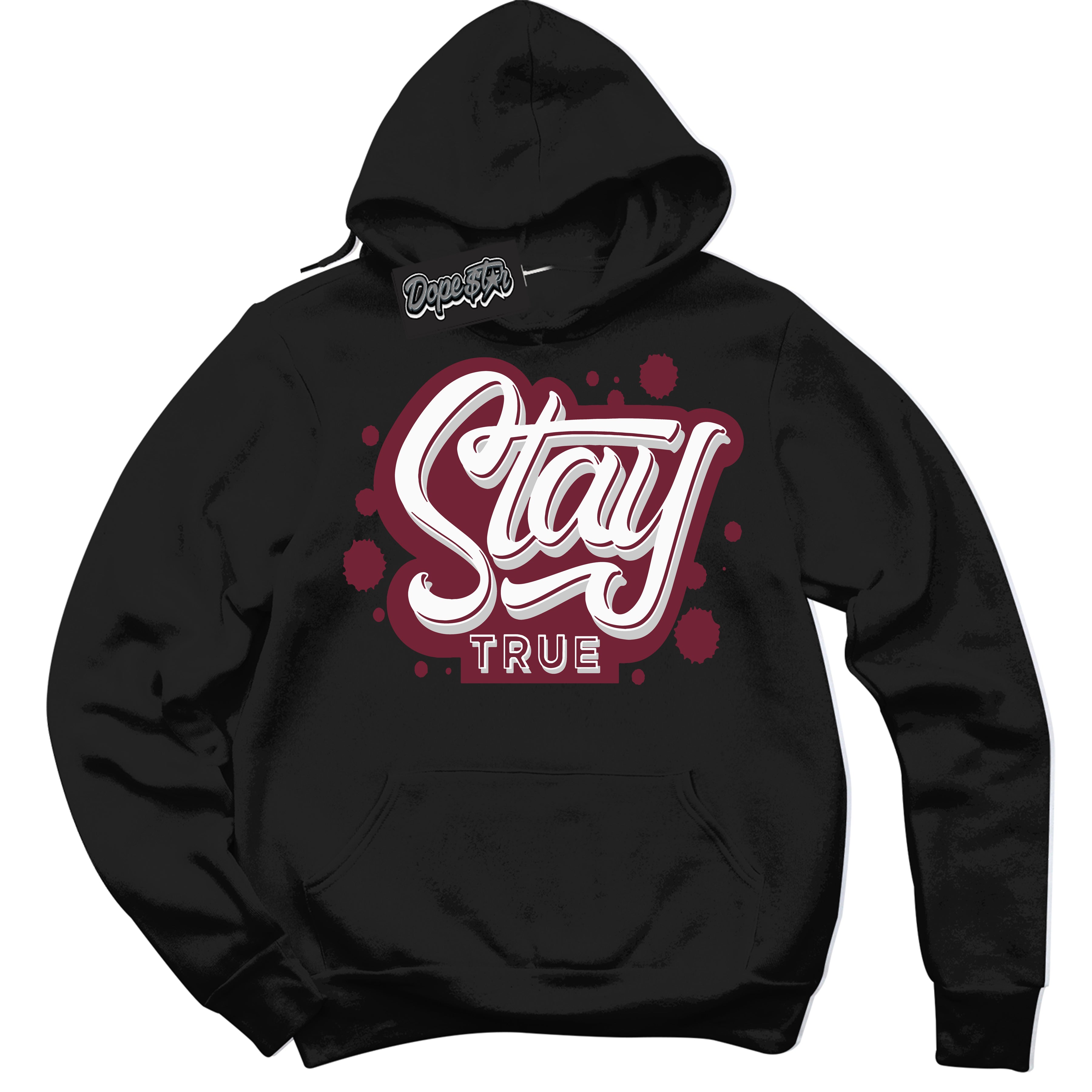 AJ6 Rings Team Red ‘Stay True – Black Streetwear Hoodie | Sneaker Matching sweatshirt for AJ6 Rings Team Red | Graphic Hoodie for Men & Women Streetwear by Sneaker Shirts Outlet.