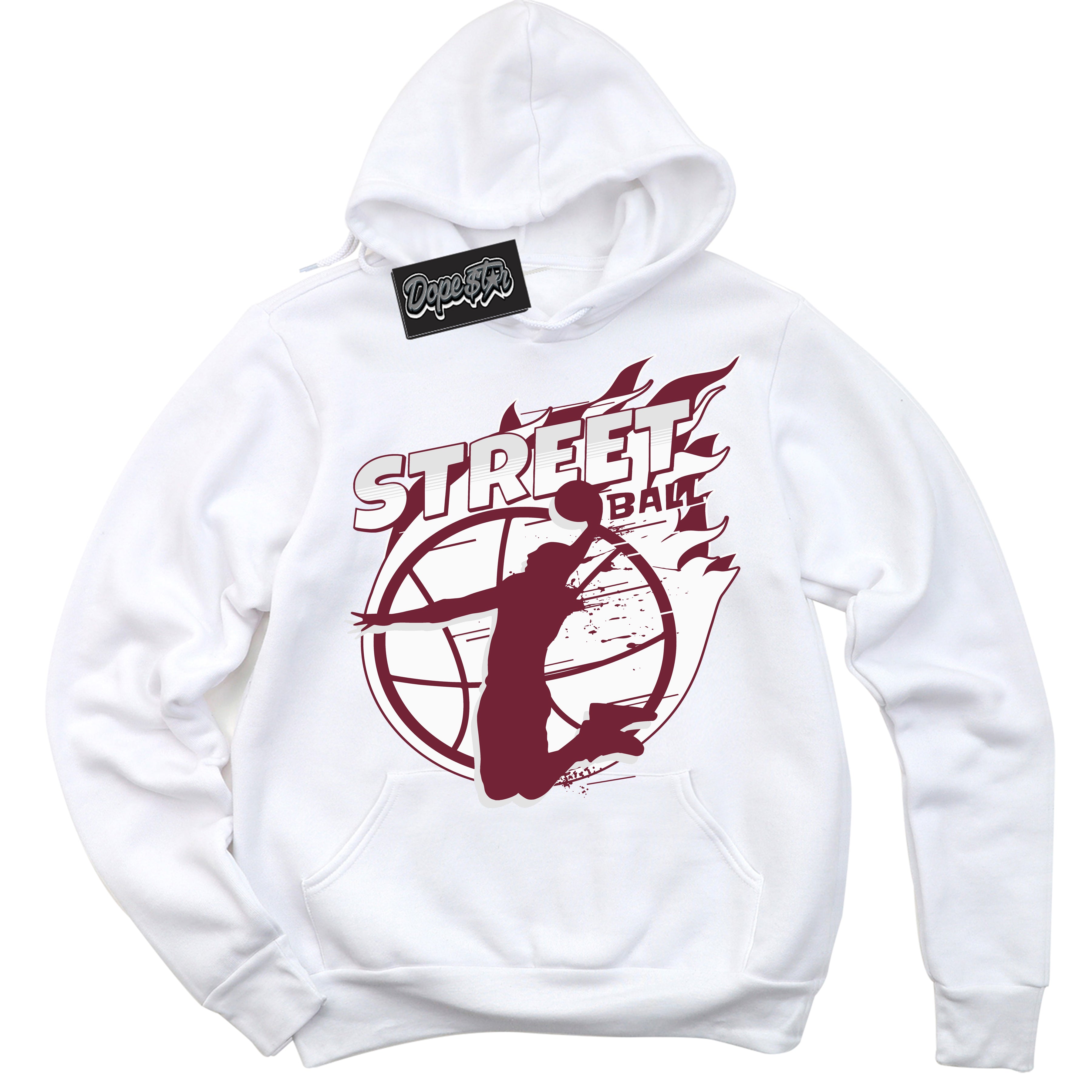 AJ6 Rings Team Red ‘Street Ball – White Streetwear Hoodie | Sneaker Matching sweatshirt for AJ6 Rings Team Red | Graphic Hoodie for Men & Women Streetwear by Sneaker Shirts Outlet.