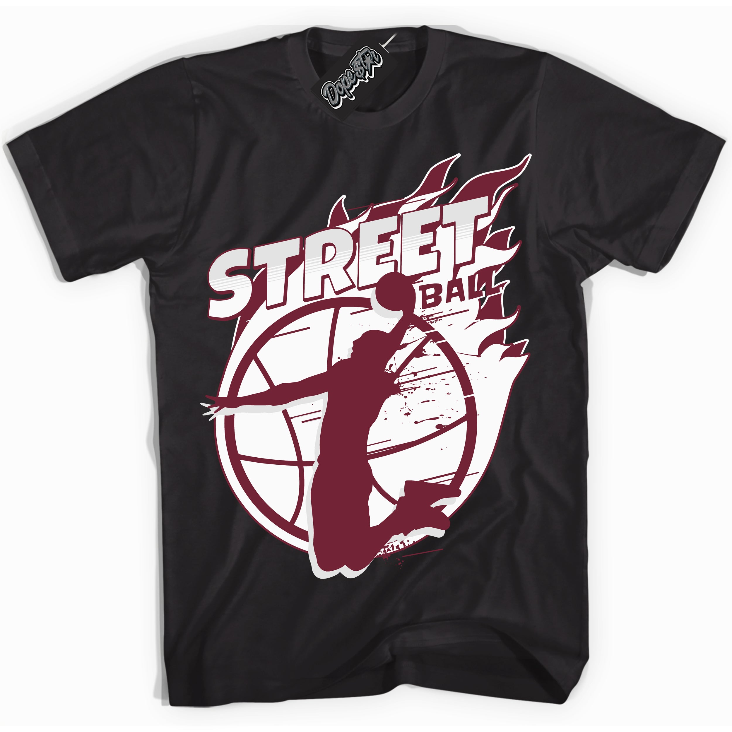 AJ6 Rings Team Red ‘Street Ball – Black Streetwear T-Shirt | Sneaker Matching shirt for AJ6 Rings Team Red | Graphic Tee for Men & Women Streetwear by Sneaker Shirts Outlet.