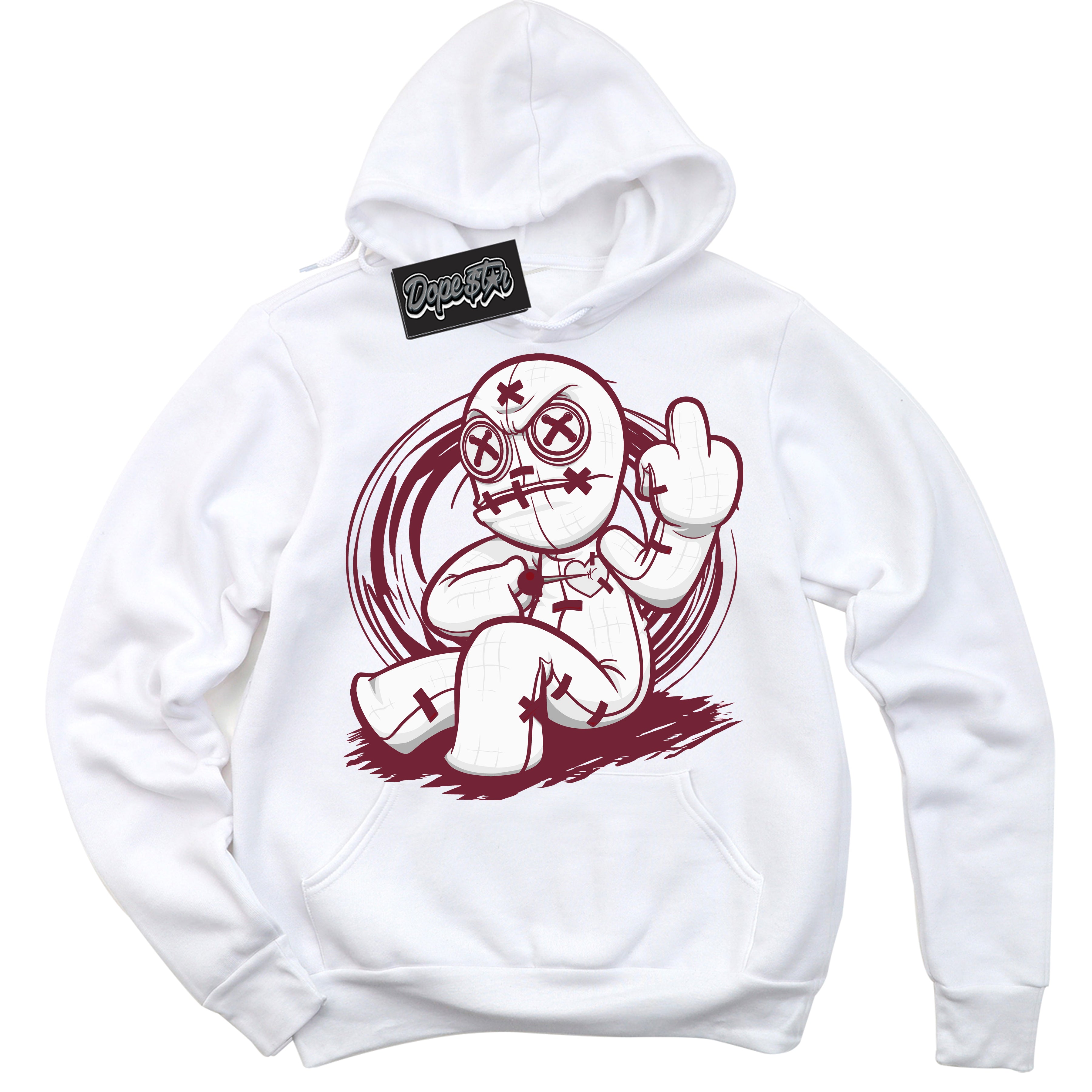 AJ6 Rings Team Red ‘Voodoo Doll – White Streetwear Hoodie | Sneaker Matching sweatshirt for AJ6 Rings Team Red | Graphic Hoodie for Men & Women Streetwear by Sneaker Shirts Outlet.