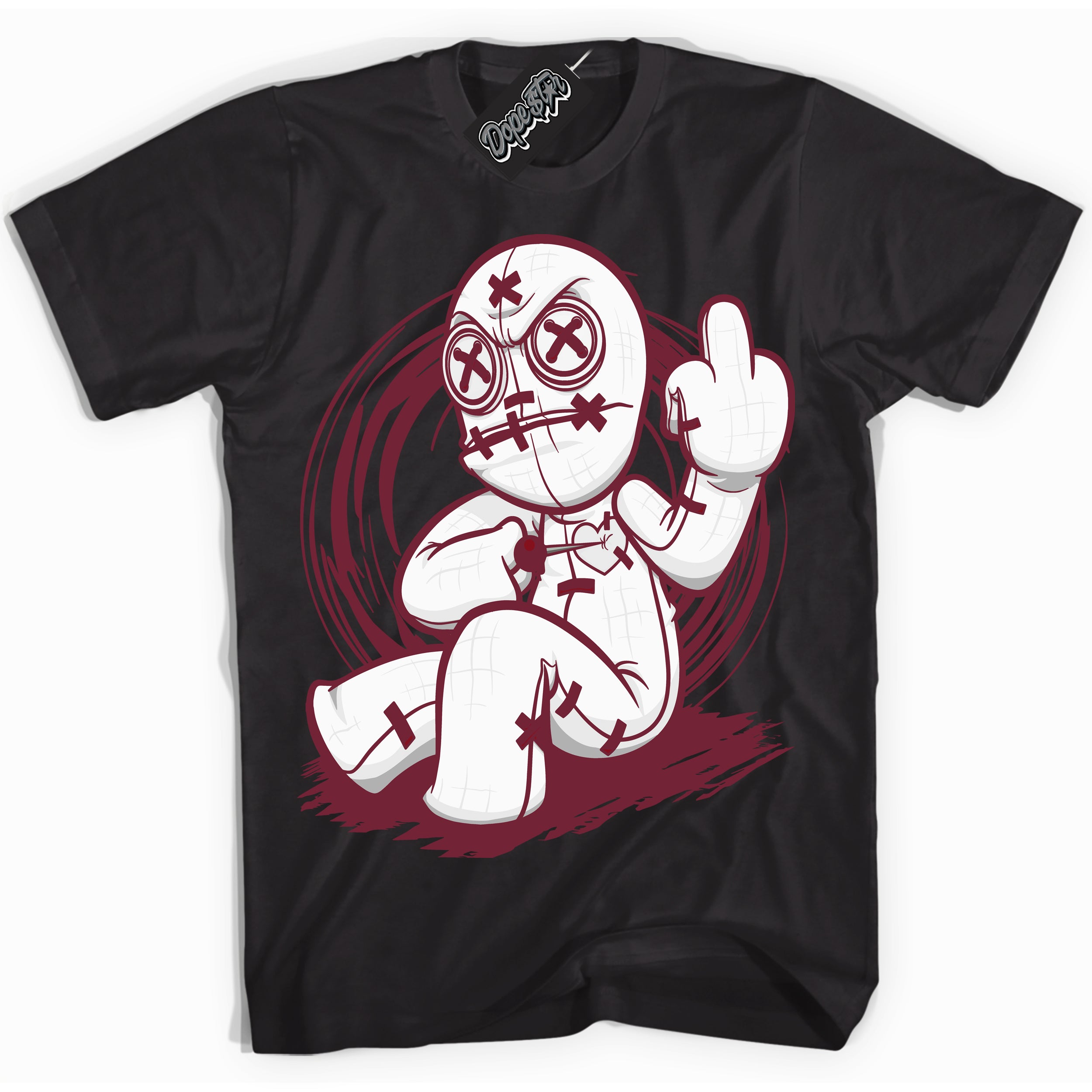 AJ6 Rings Team Red ‘Voodoo Doll – Black Streetwear T-Shirt | Sneaker Matching shirt for AJ6 Rings Team Red | Graphic Tee for Men & Women Streetwear by Sneaker Shirts Outlet.