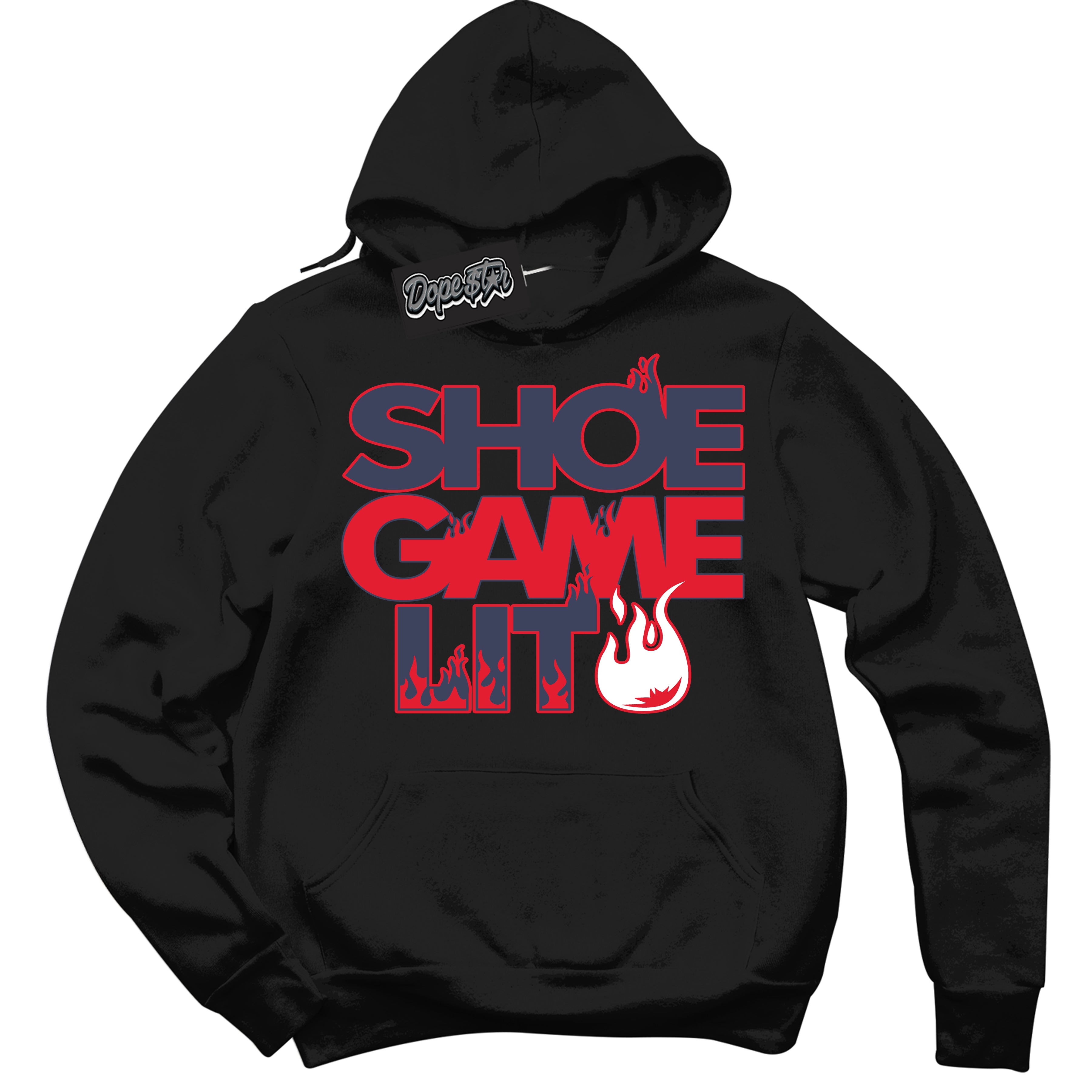 Cool Black Hoodie with “ Shoe Game Lit '' design that Perfectly Matches  Quai 54 7s Sneakers.