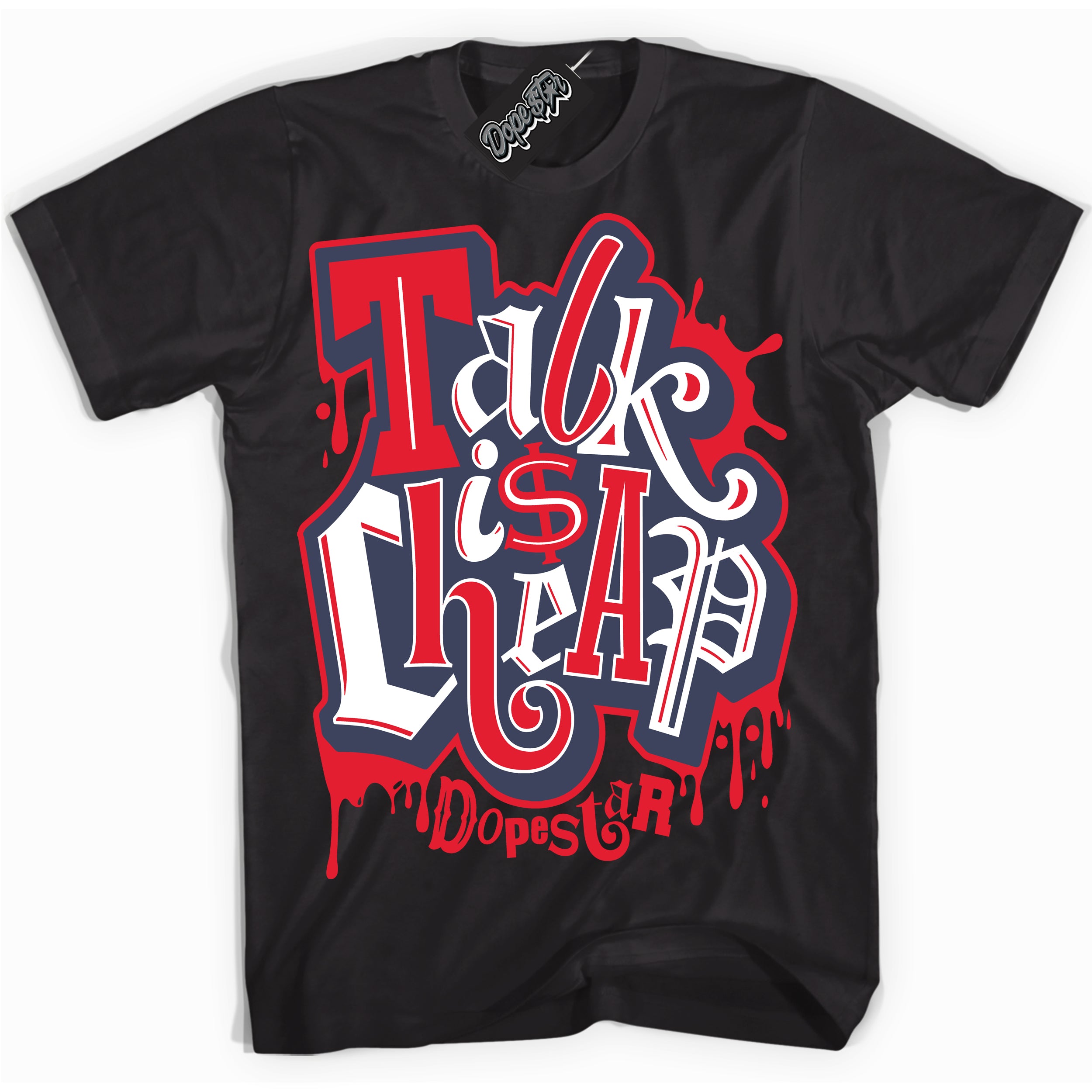 Cool Black Shirt with “ Talk Is Cheap” design that perfectly matches Quai 54 7s Sneakers.