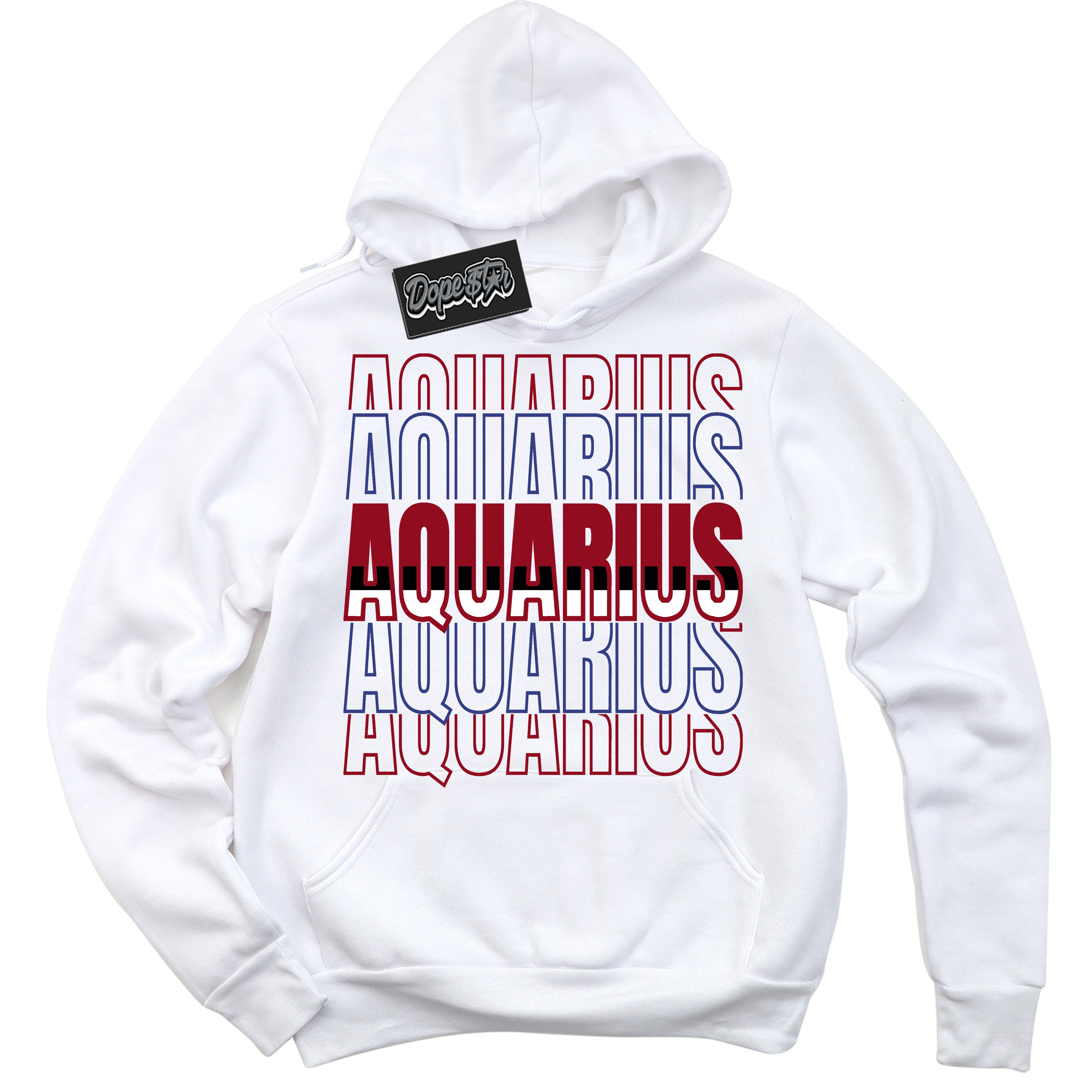 Cool White Hoodie with “ Aquarius ”  design that Perfectly Matches Playoffs 8s Sneakers.