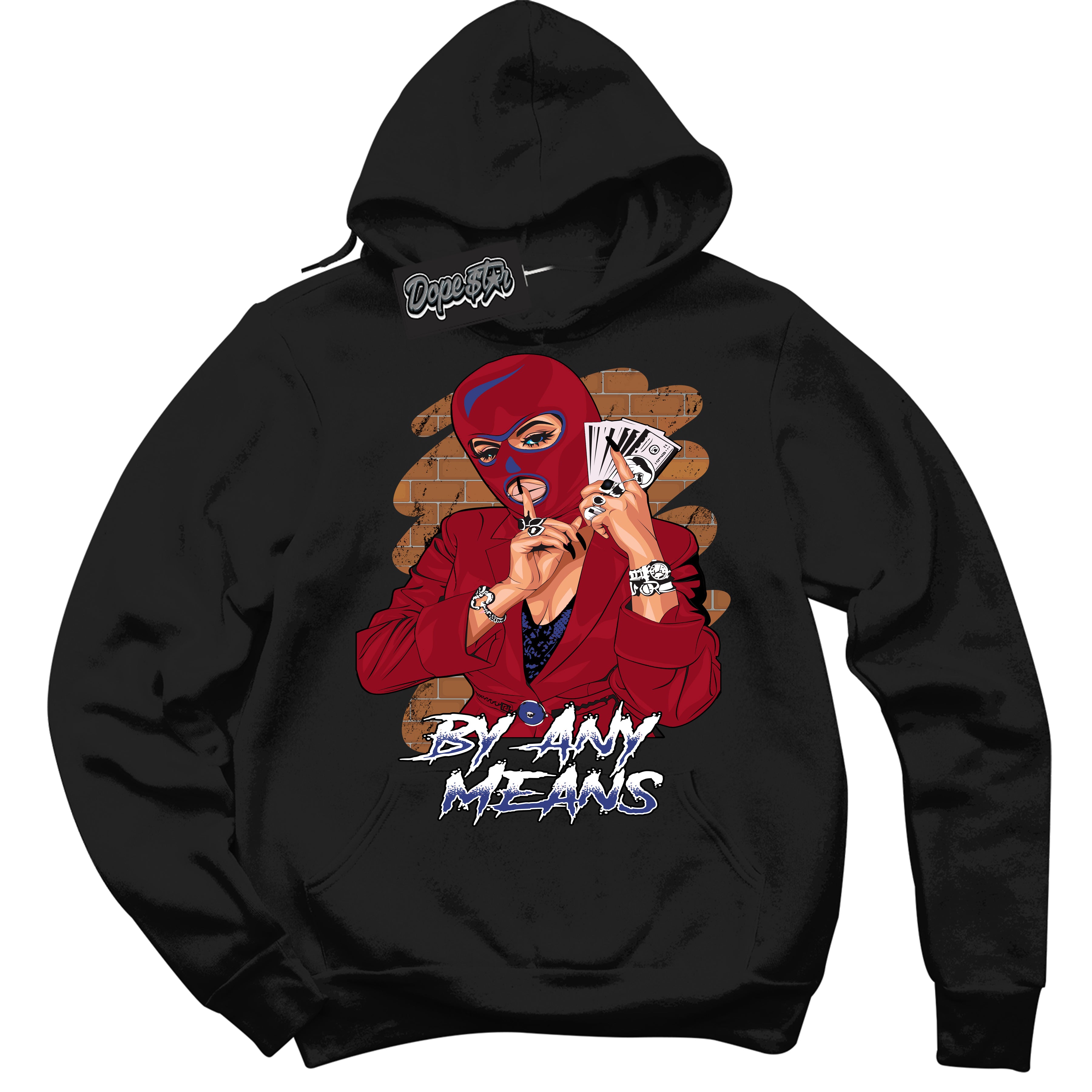 Cool Black Hoodie with “ By Any Means ”  design that Perfectly Matches Playoffs 8s Sneakers.