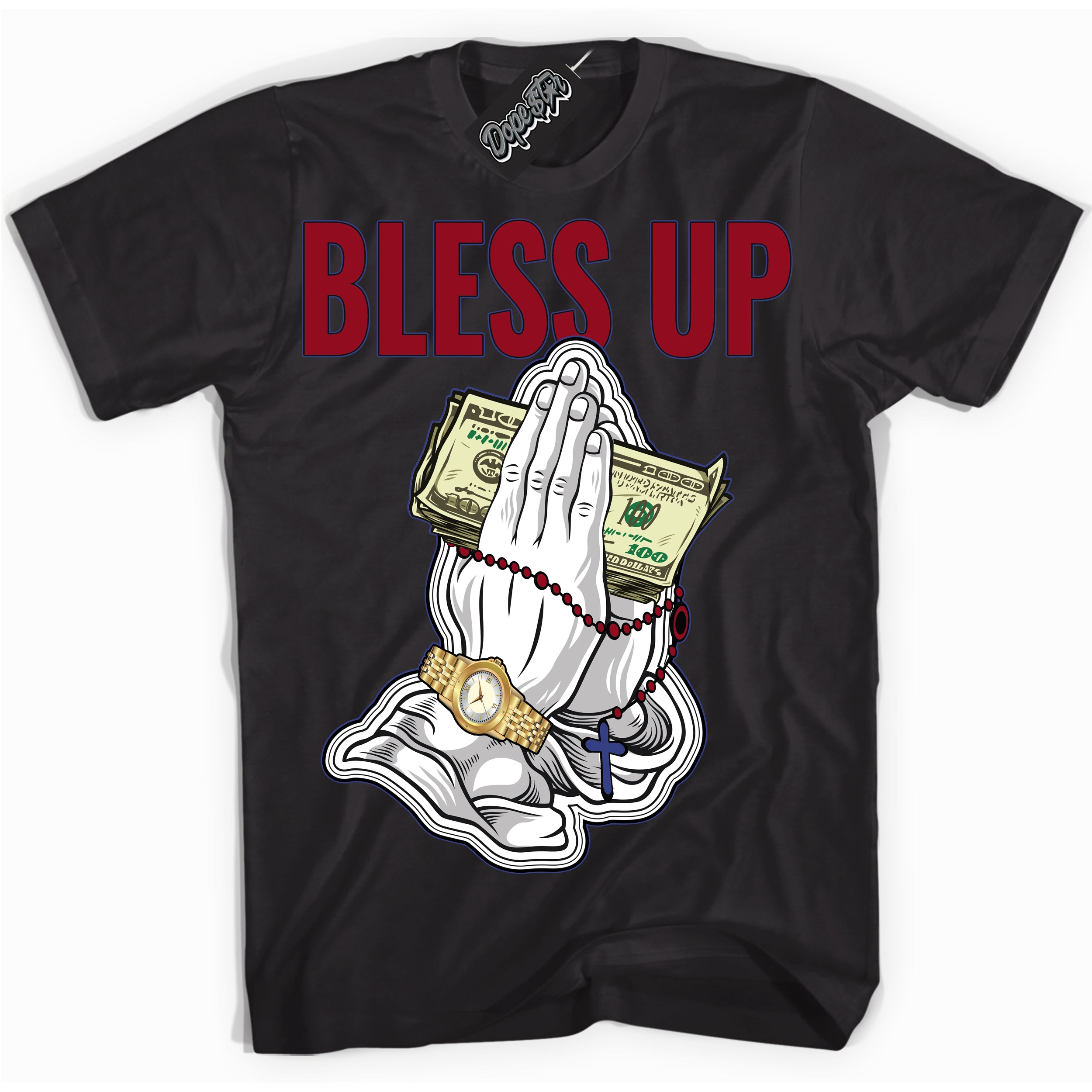 Cool Black Shirt with “ Bless Up ” design that perfectly matches Playoffs 8s Sneakers.