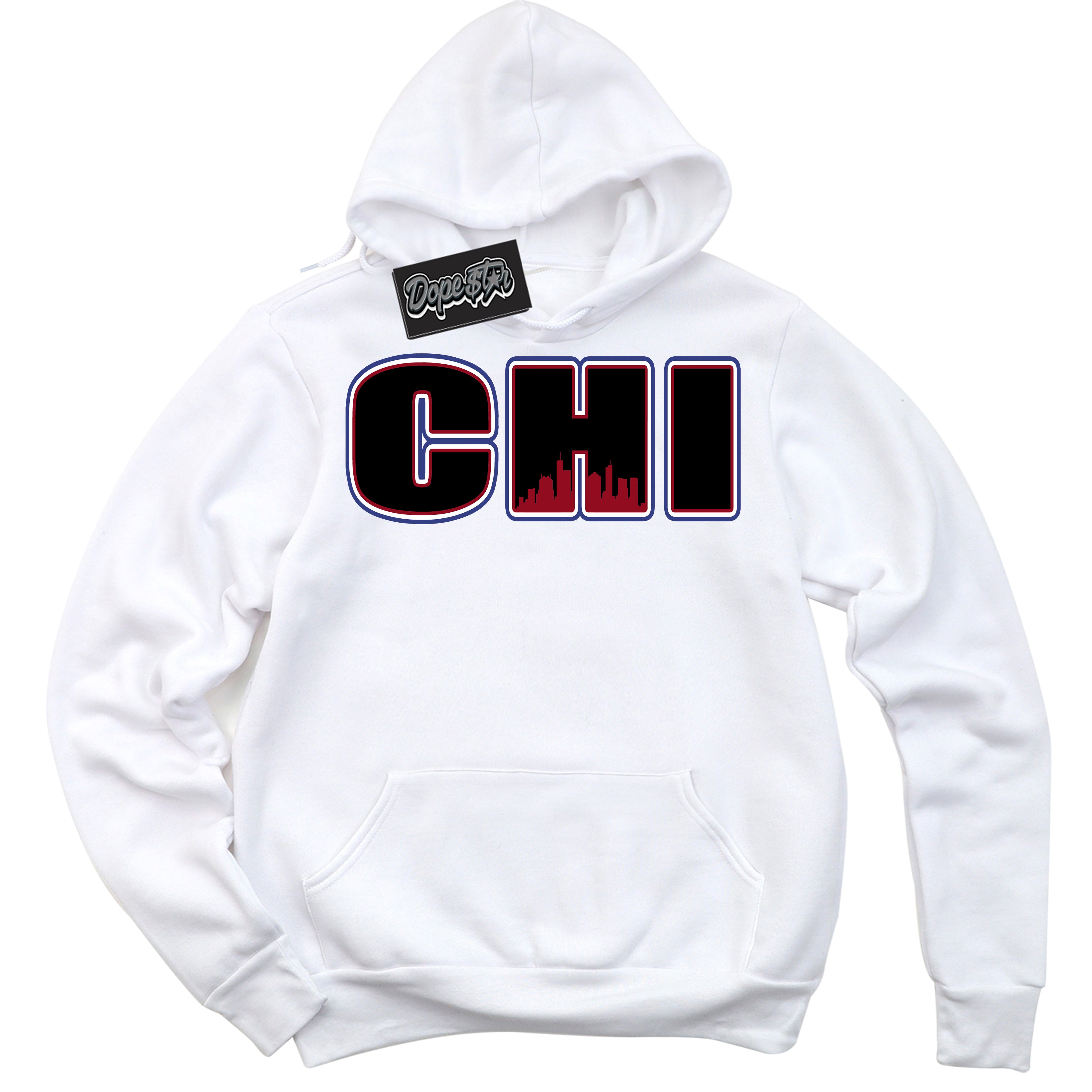 Cool White Hoodie with “ Chicago ”  design that Perfectly Matches Playoffs 8s Sneakers.