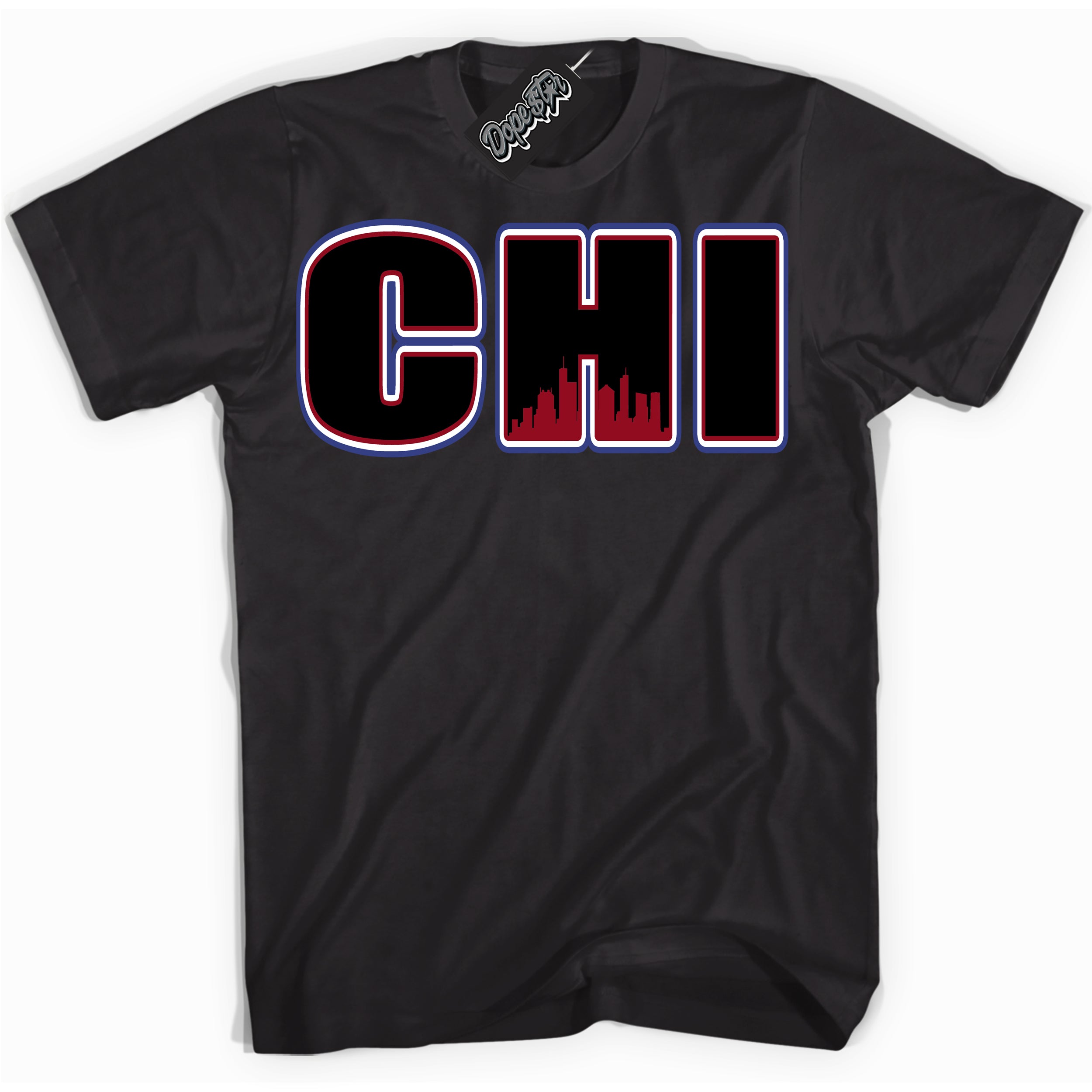 Cool Black Shirt with “ Chicago ” design that perfectly matches Playoffs 8s Sneakers.