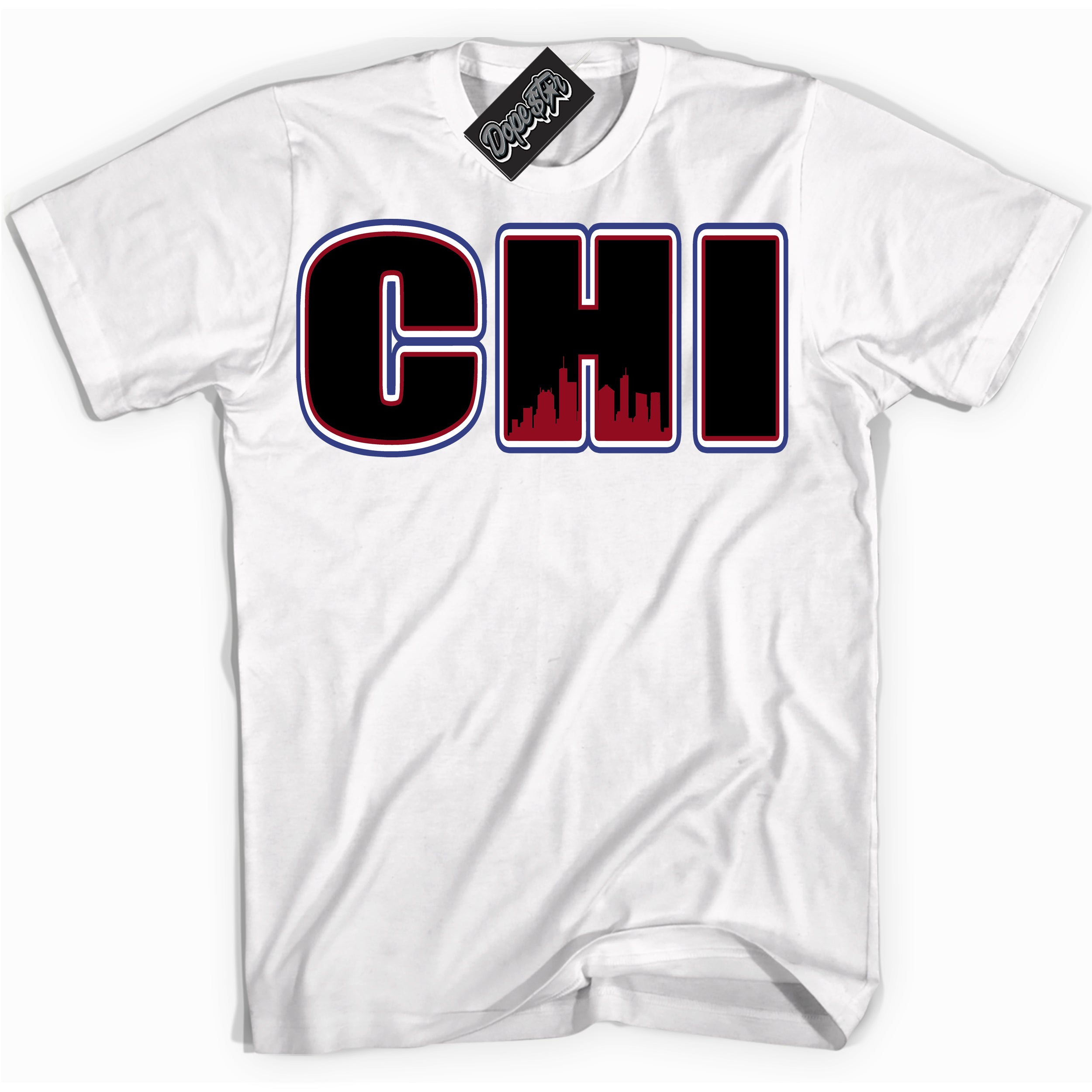 Cool White Shirt with “ Chicago ” design that perfectly matches Playoffs 8s Sneakers.