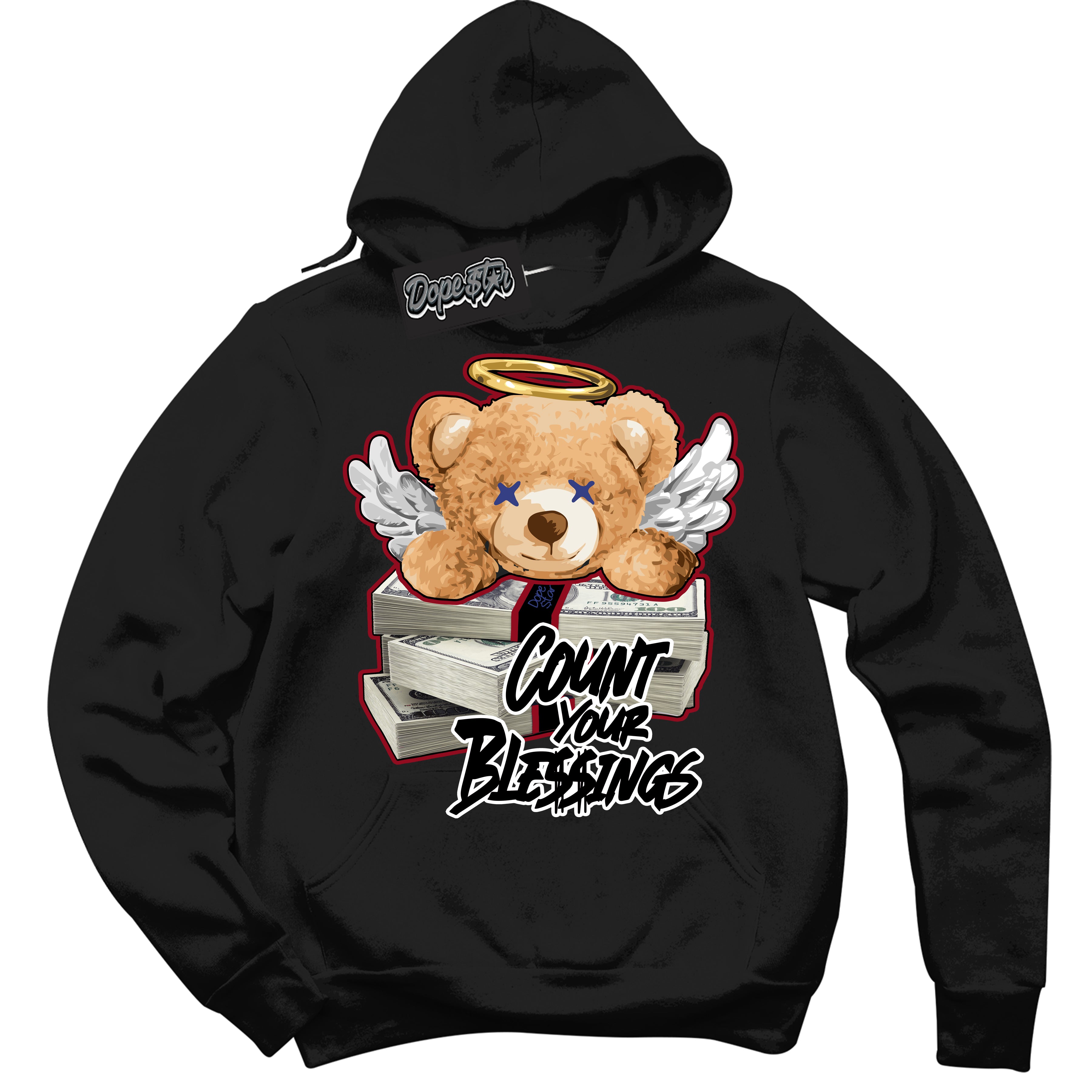 Cool Black Hoodie with “ Count Your Blessings ”  design that Perfectly Matches Playoffs 8s Sneakers.