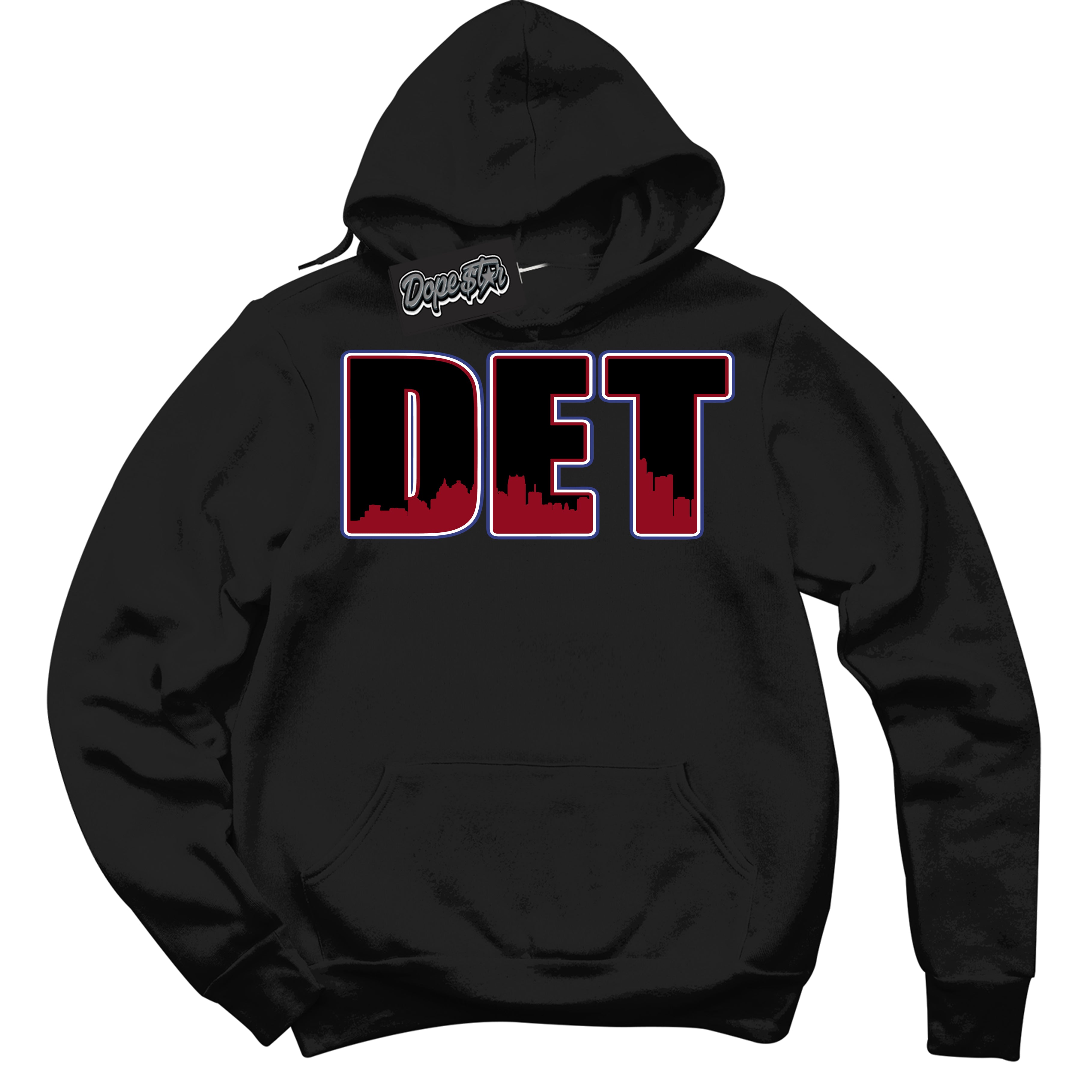 Cool Black Hoodie with “ Detroit ”  design that Perfectly Matches Playoffs 8s Sneakers.