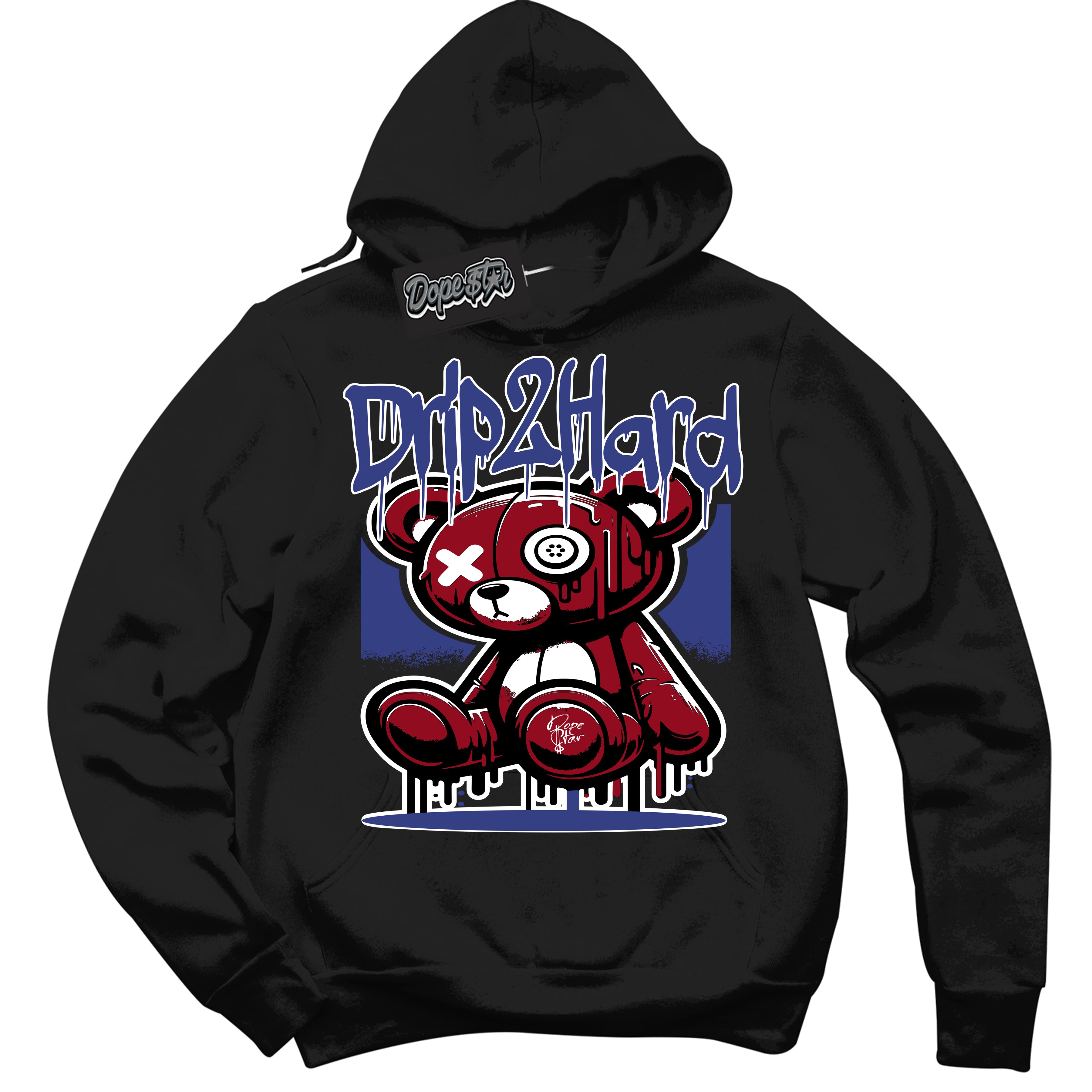 Cool Black Hoodie with “ Drip 2 Hard ”  design that Perfectly Matches Playoffs 8s Sneakers.