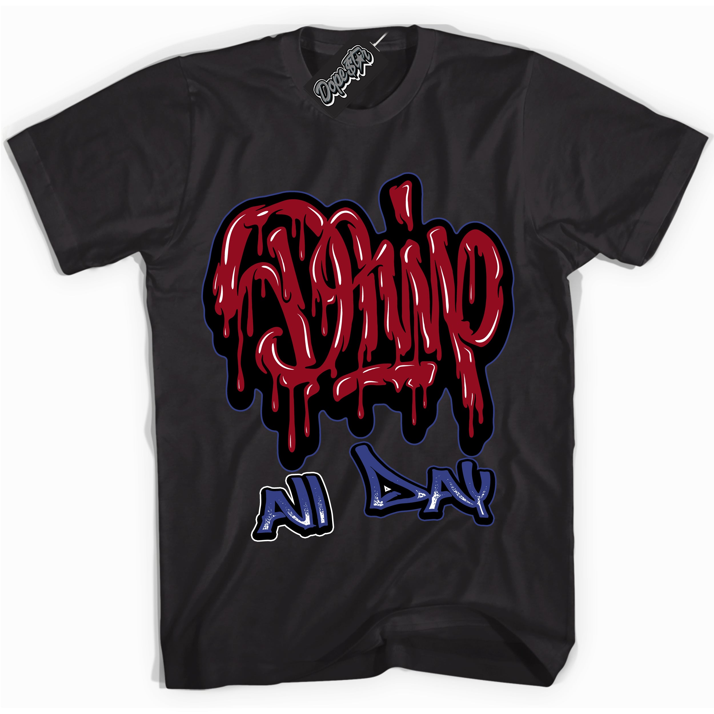 Cool Black Shirt with “ Drip All Day ” design that perfectly matches Playoffs 8s Sneakers.
