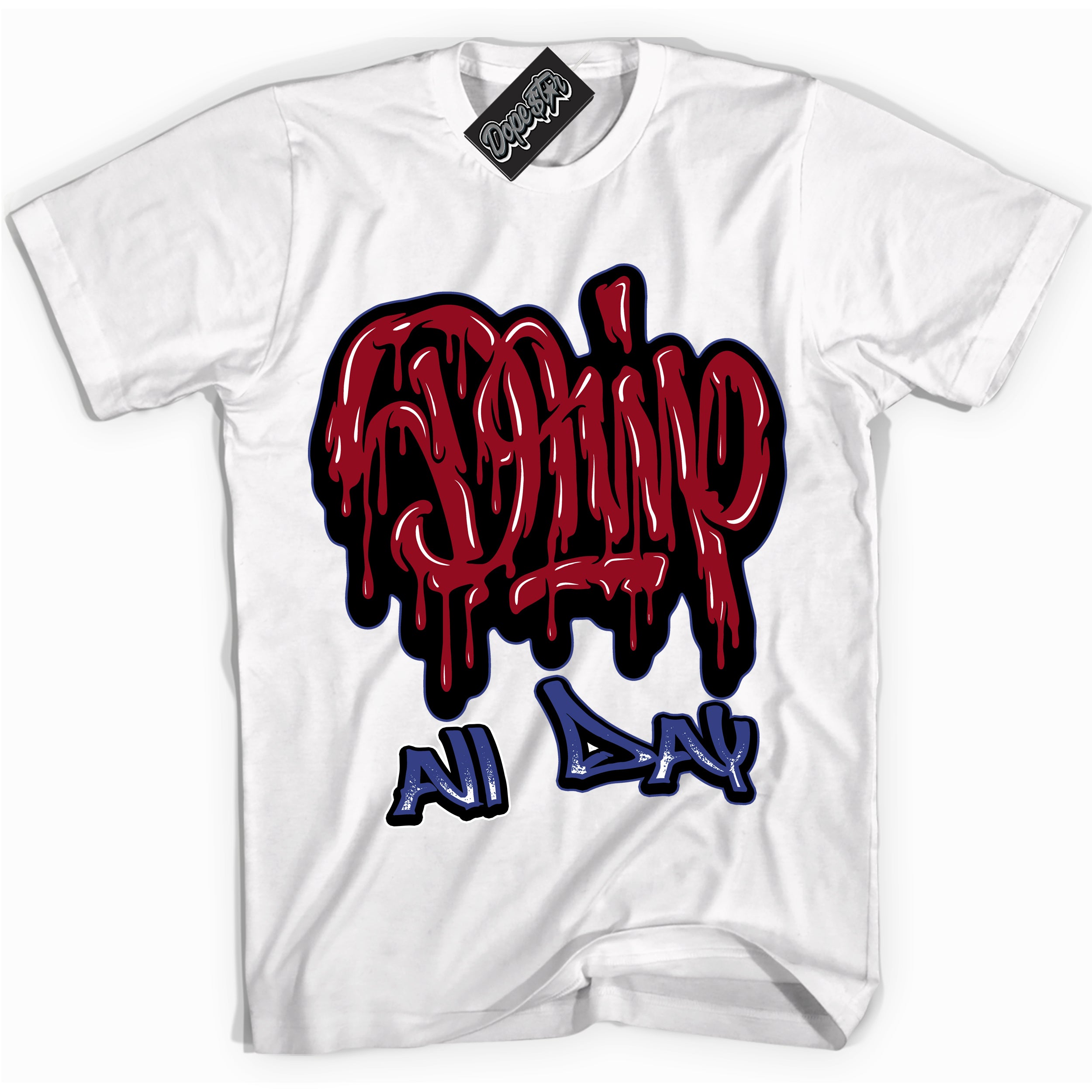 Cool White Shirt with “ Drip All Day ” design that perfectly matches Playoffs 8s Sneakers.
