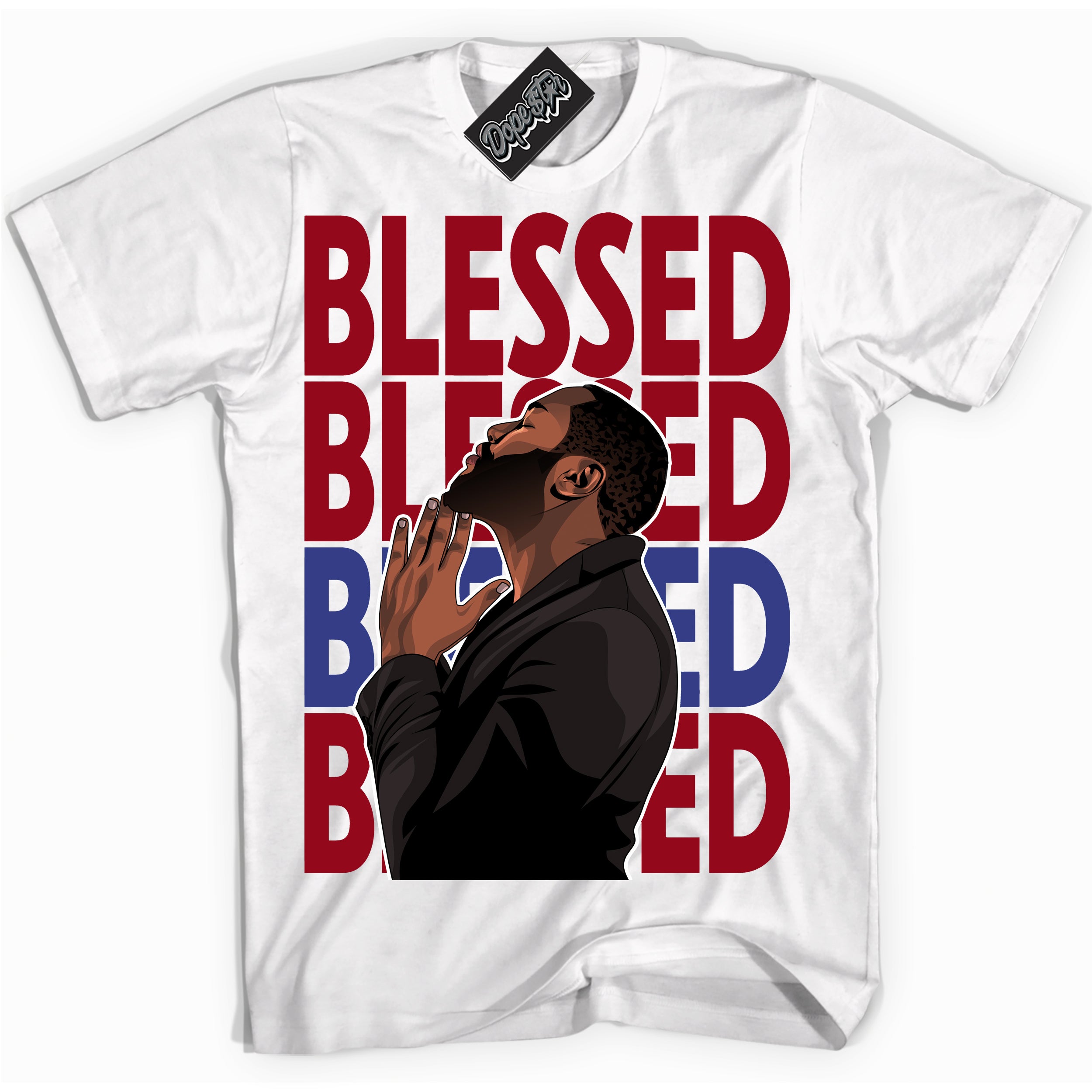 Cool White Shirt with “ God Blessed ” design that perfectly matches Playoffs 8s Sneakers.