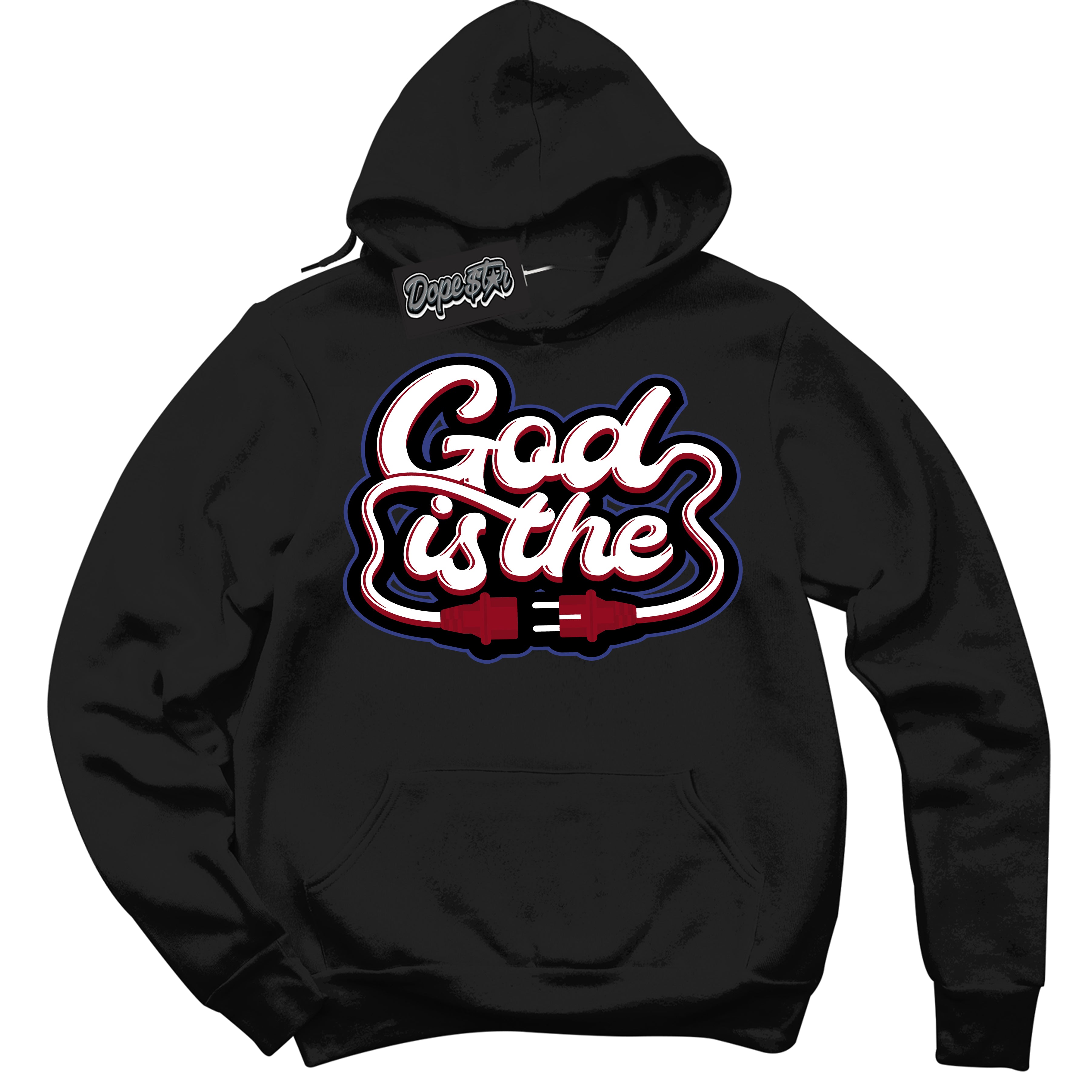 Cool Black Hoodie with “ God Is The ”  design that Perfectly Matches Playoffs 8s Sneakers.