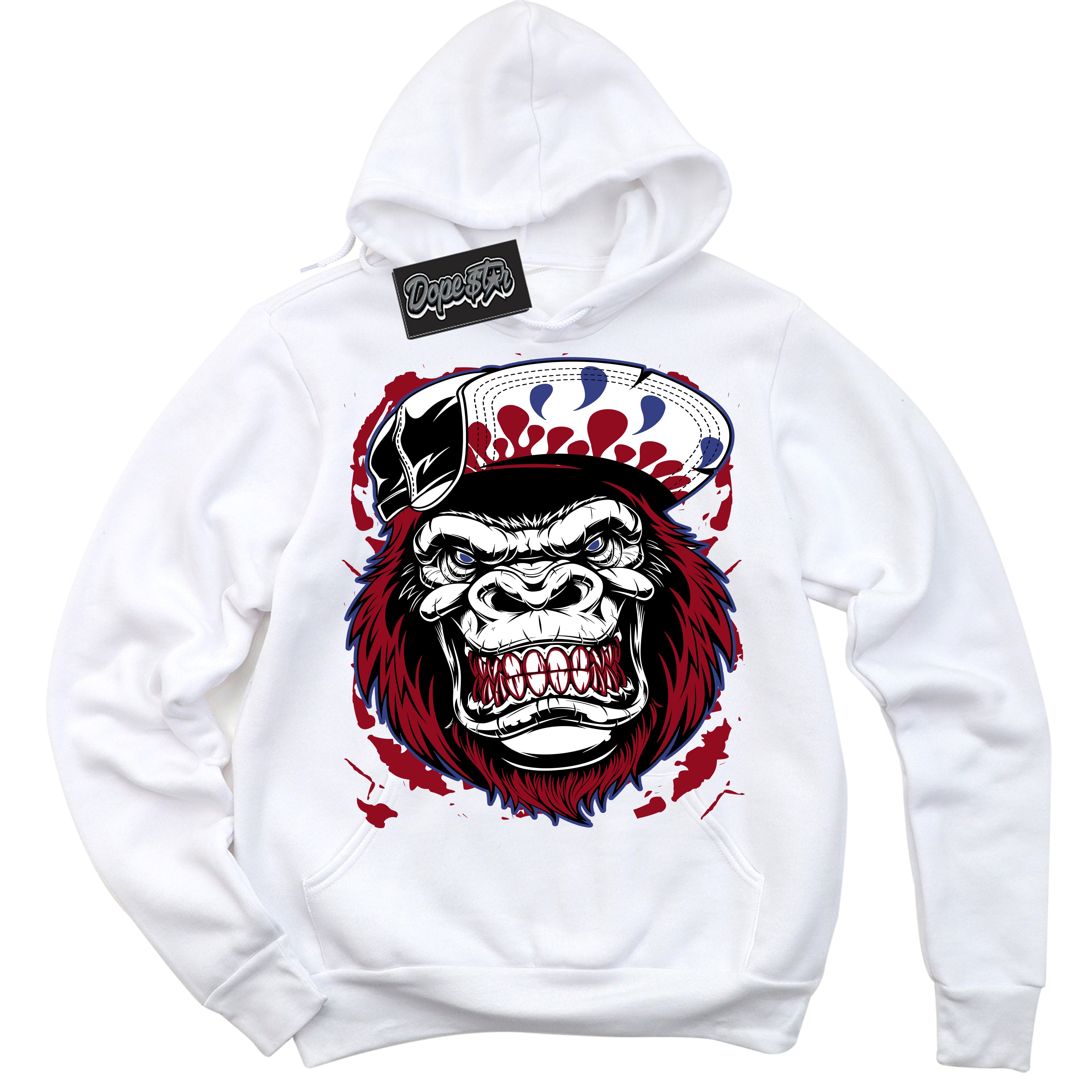 Cool White Hoodie with “ Gorilla Beast ”  design that Perfectly Matches Playoffs 8s Sneakers.