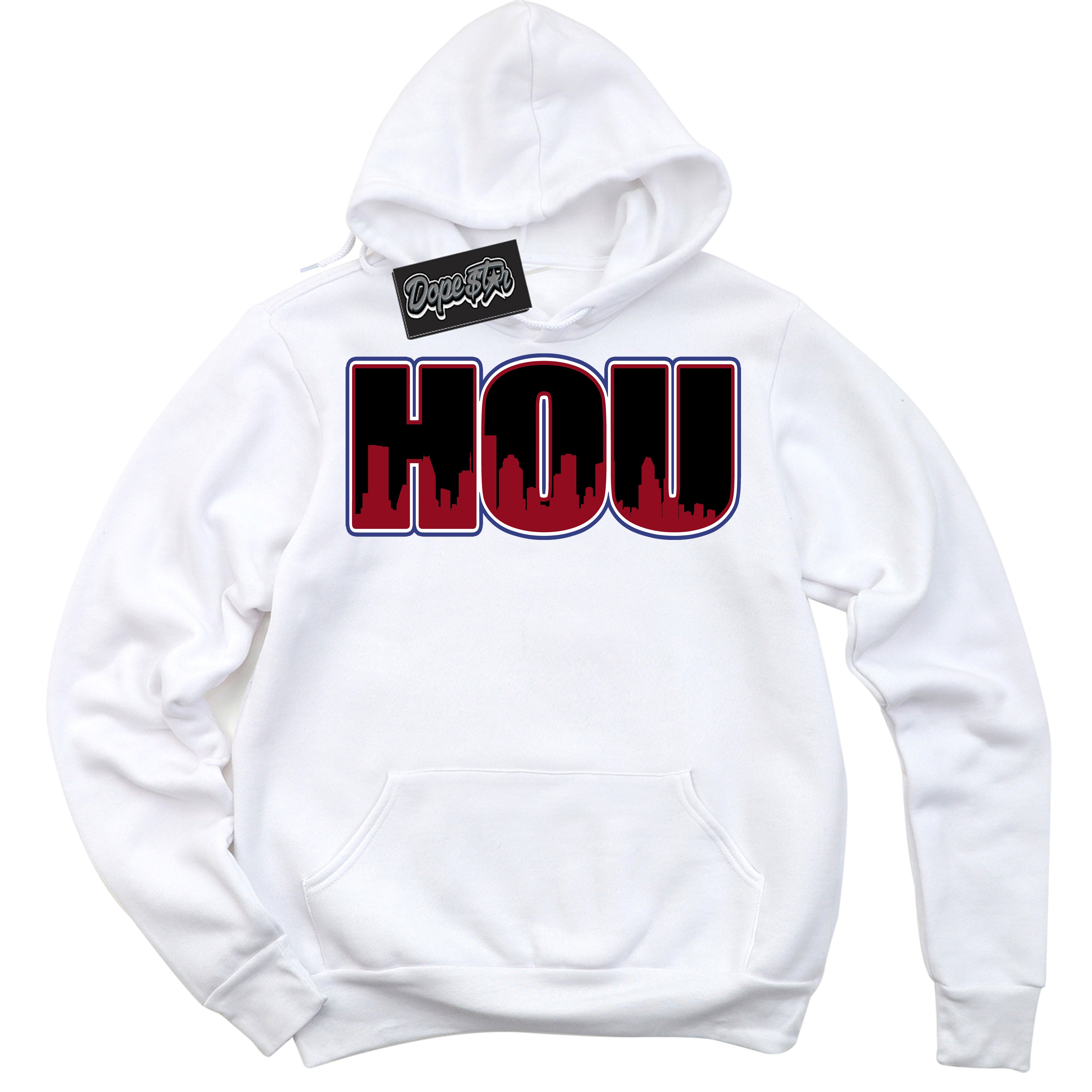 Cool White Hoodie with “ Houston ”  design that Perfectly Matches Playoffs 8s Sneakers.