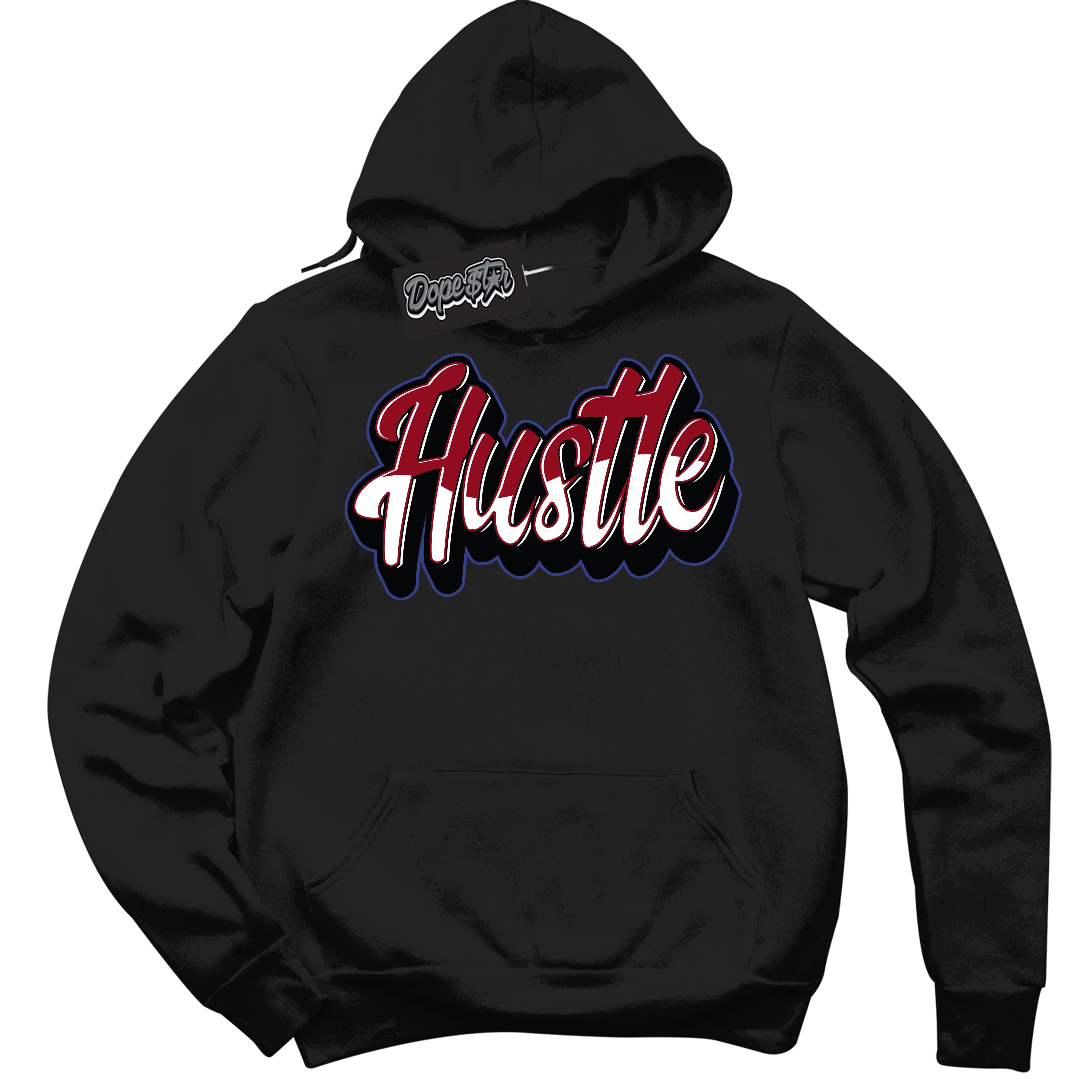 Cool Black Hoodie with “ Hustle ”  design that Perfectly Matches Playoffs 8s Sneakers.