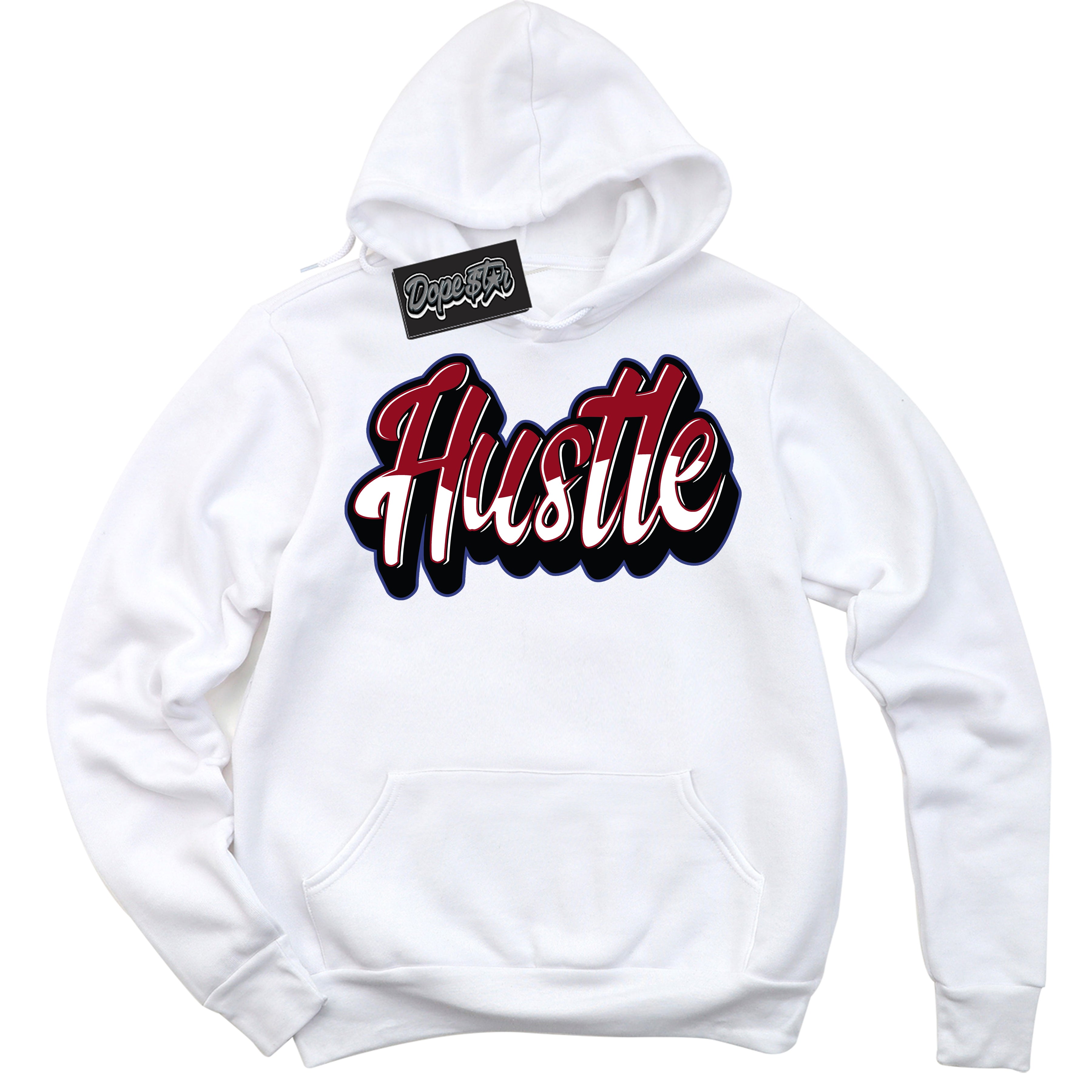 Cool White Hoodie with “ Hustle ”  design that Perfectly Matches Playoffs 8s Sneakers.