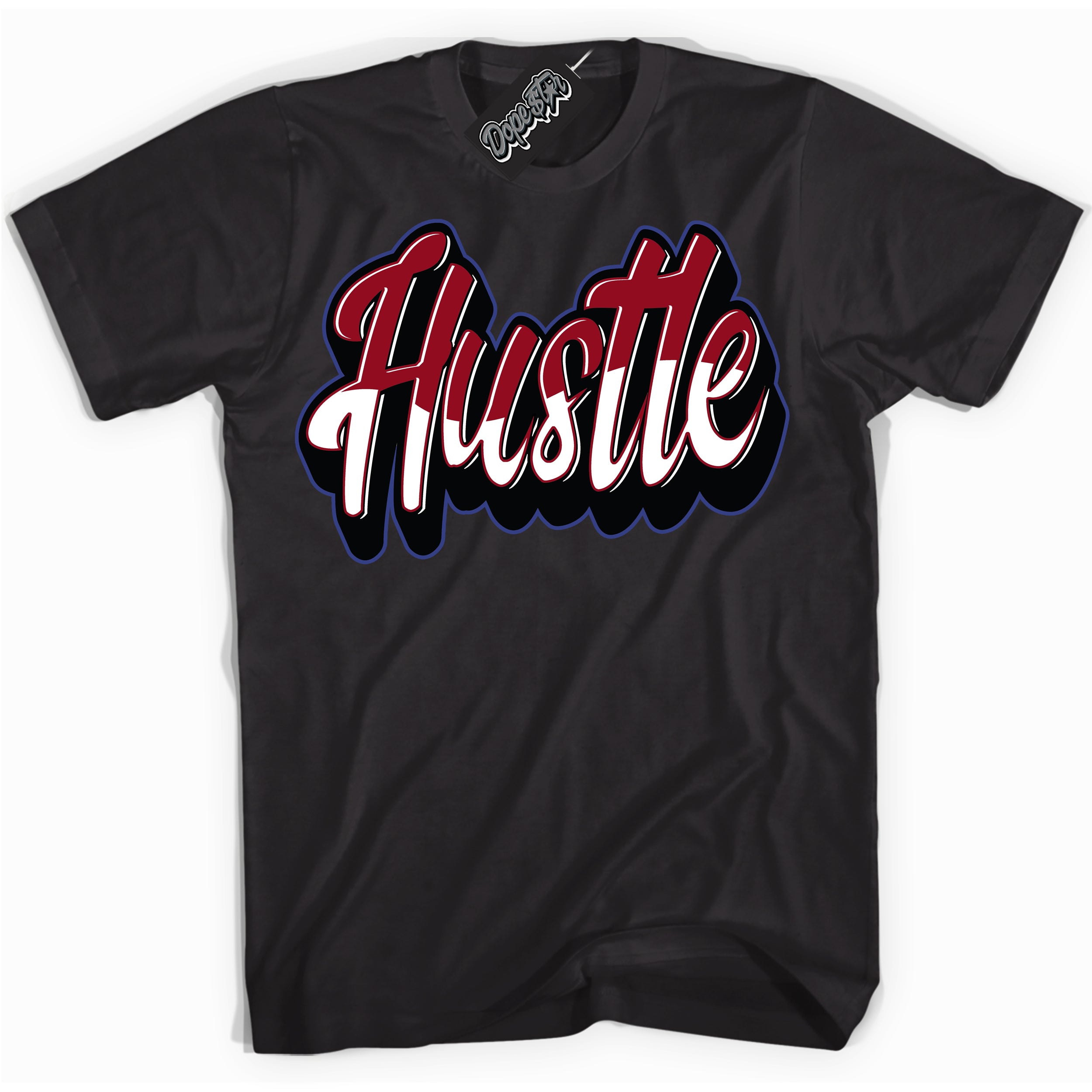 Cool Black Shirt with “ Hustle ” design that perfectly matches Playoffs 8s Sneakers.