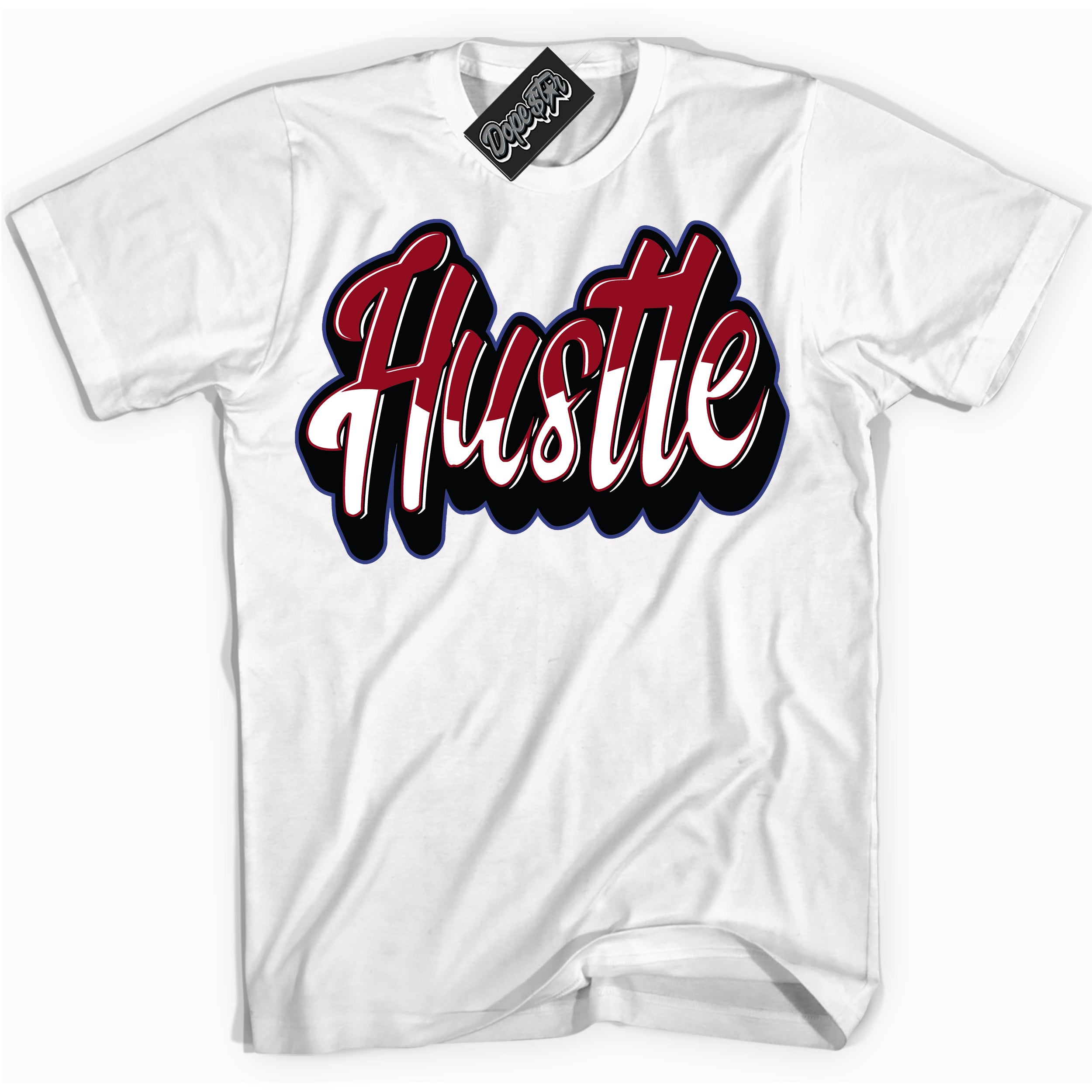 Cool White Shirt with “ Hustle ” design that perfectly matches Playoffs 8s Sneakers.