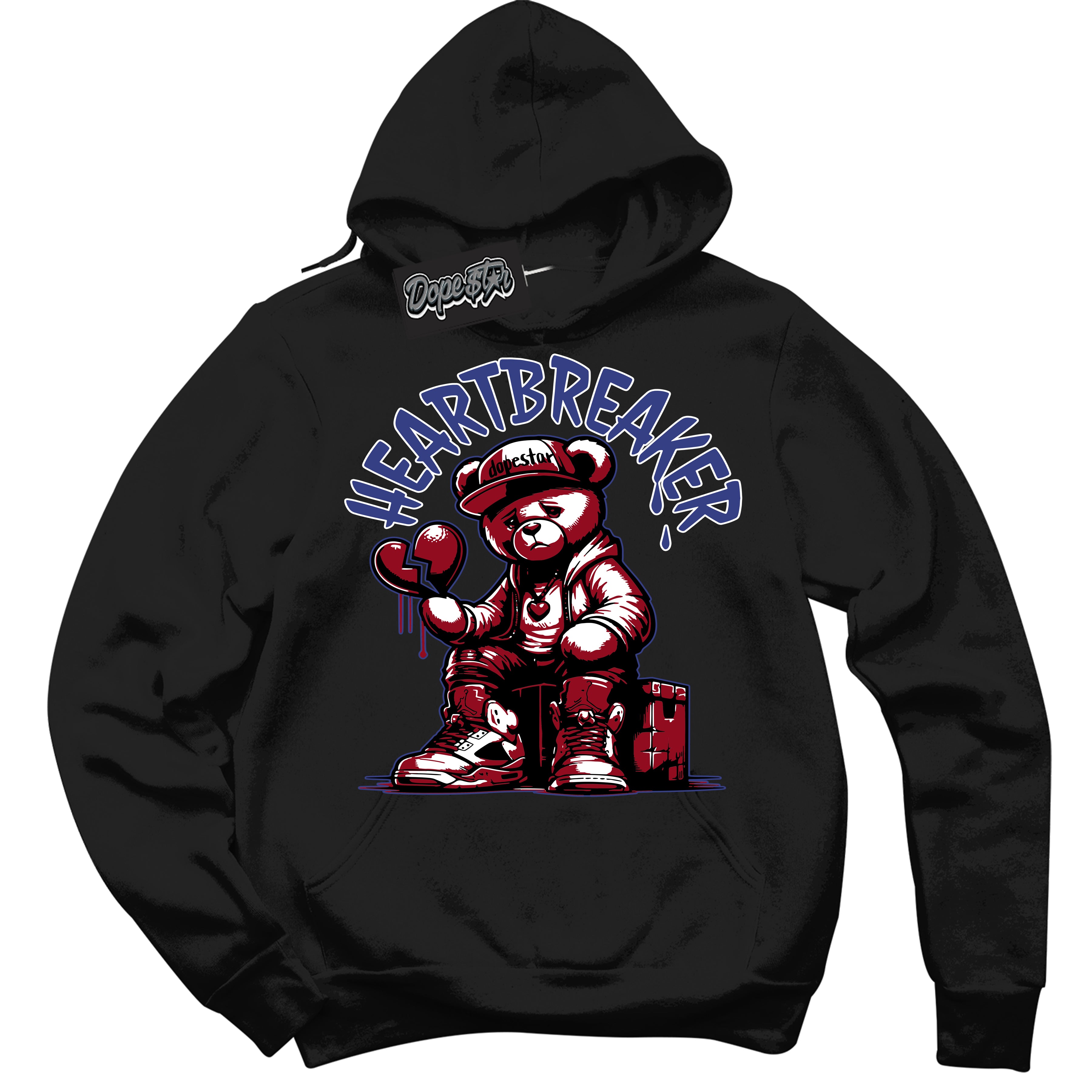Cool Black Hoodie with “ Heartbreaker Bear ”  design that Perfectly Matches Playoffs 8s Sneakers.