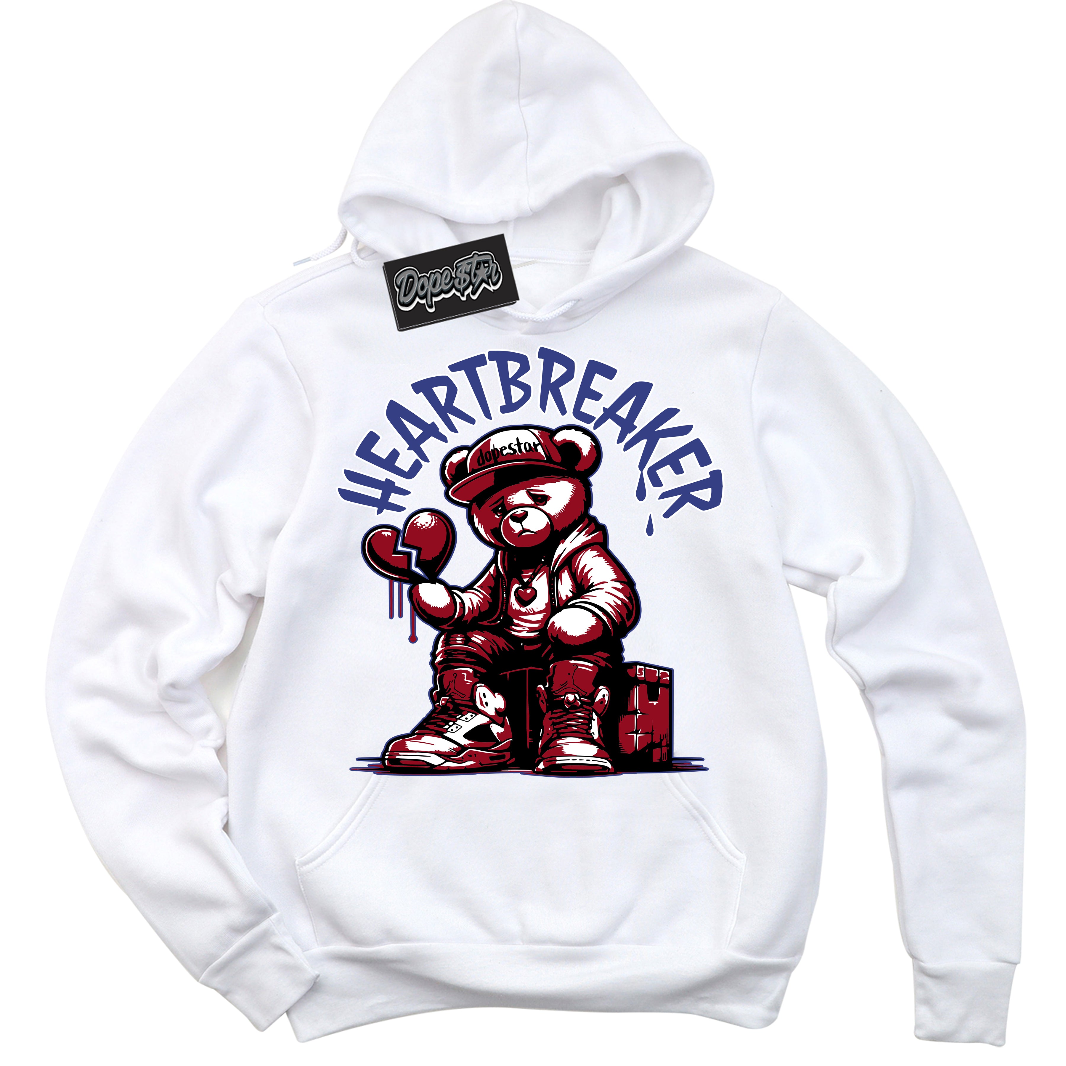 Cool White Hoodie with “ Heartbreaker Bear ”  design that Perfectly Matches Playoffs 8s Sneakers.