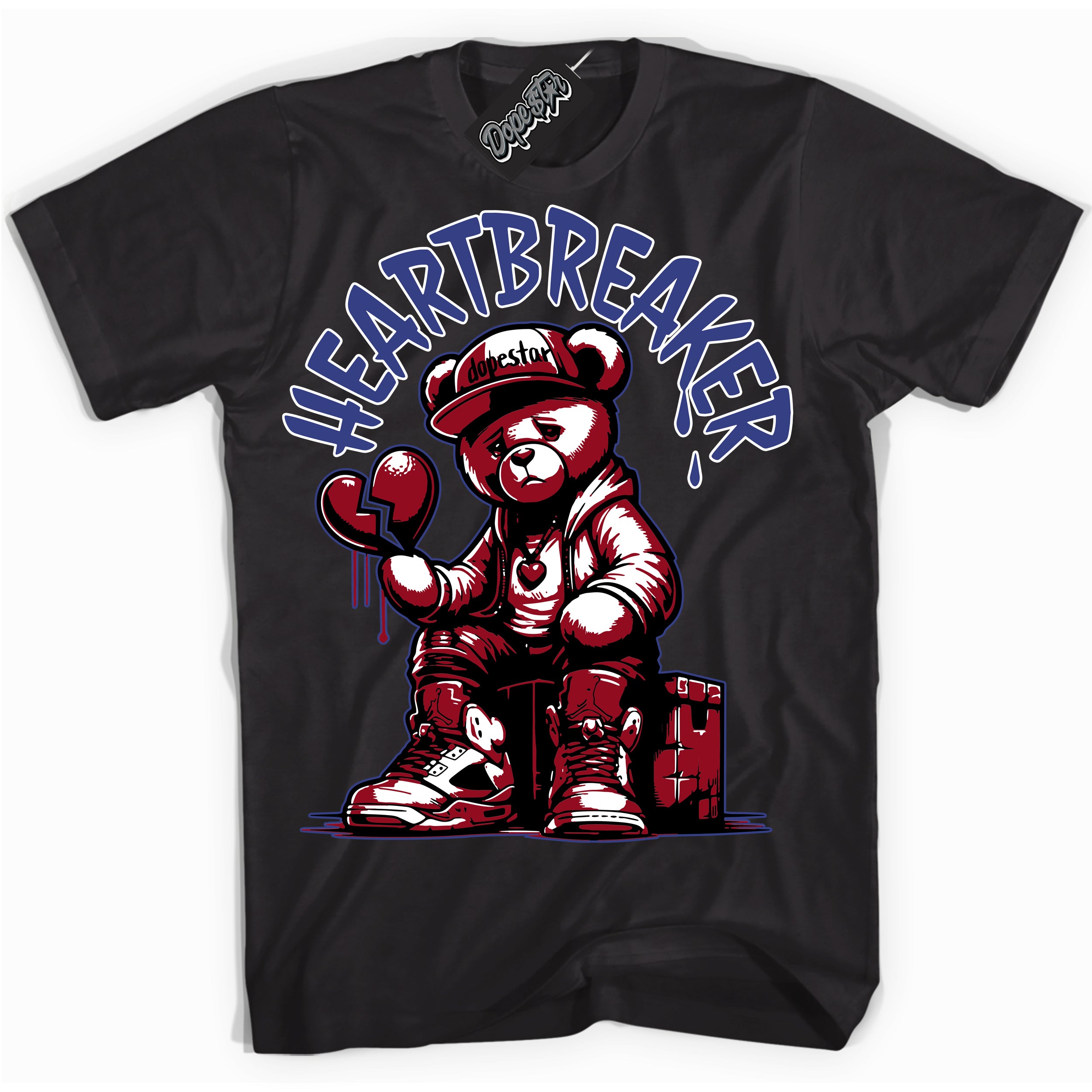 Cool Black Shirt with “ Heartbreaker Bear ” design that perfectly matches Playoffs 8s Sneakers.