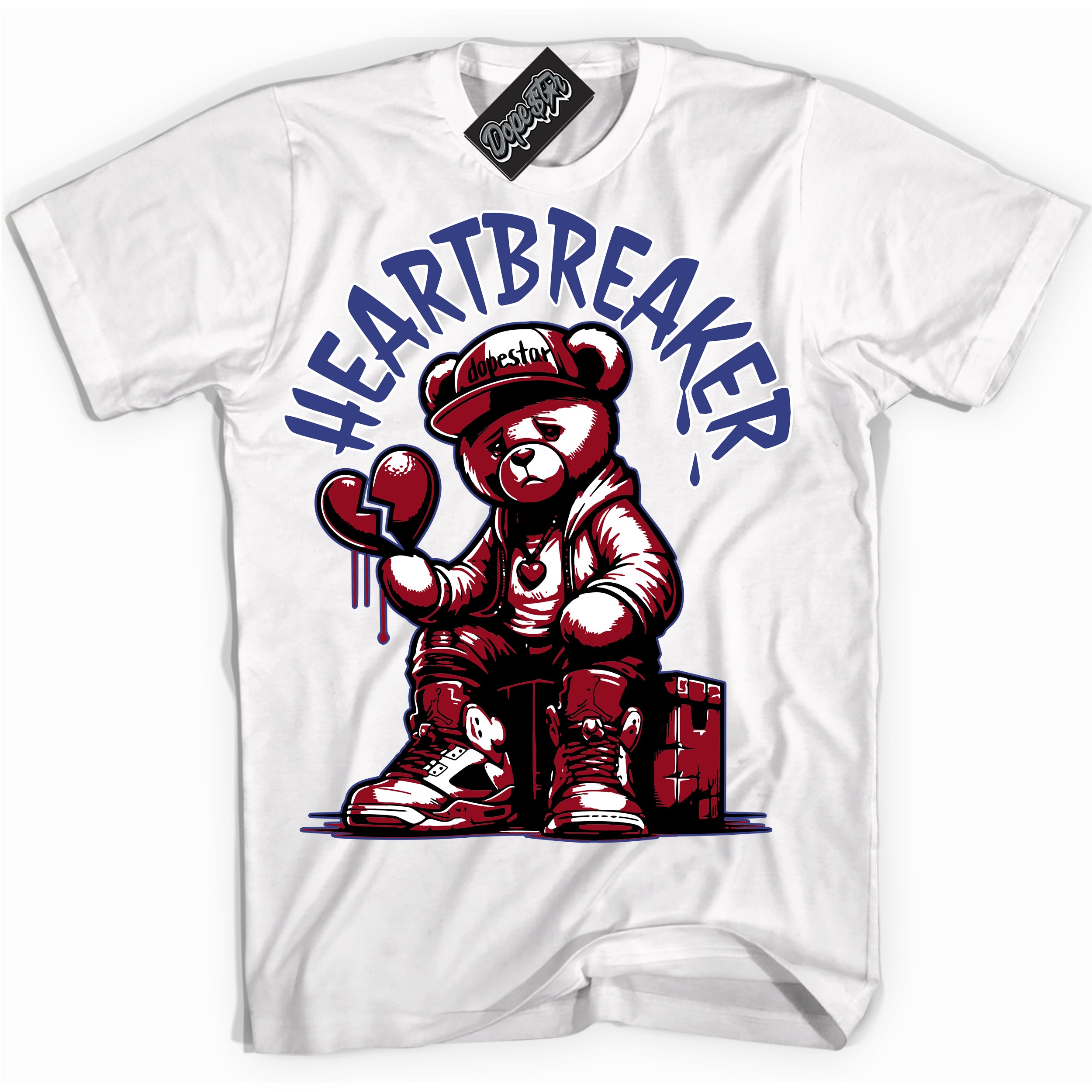 Cool White Shirt with “ Heartbreaker Bear ” design that perfectly matches Playoffs 8s Sneakers.