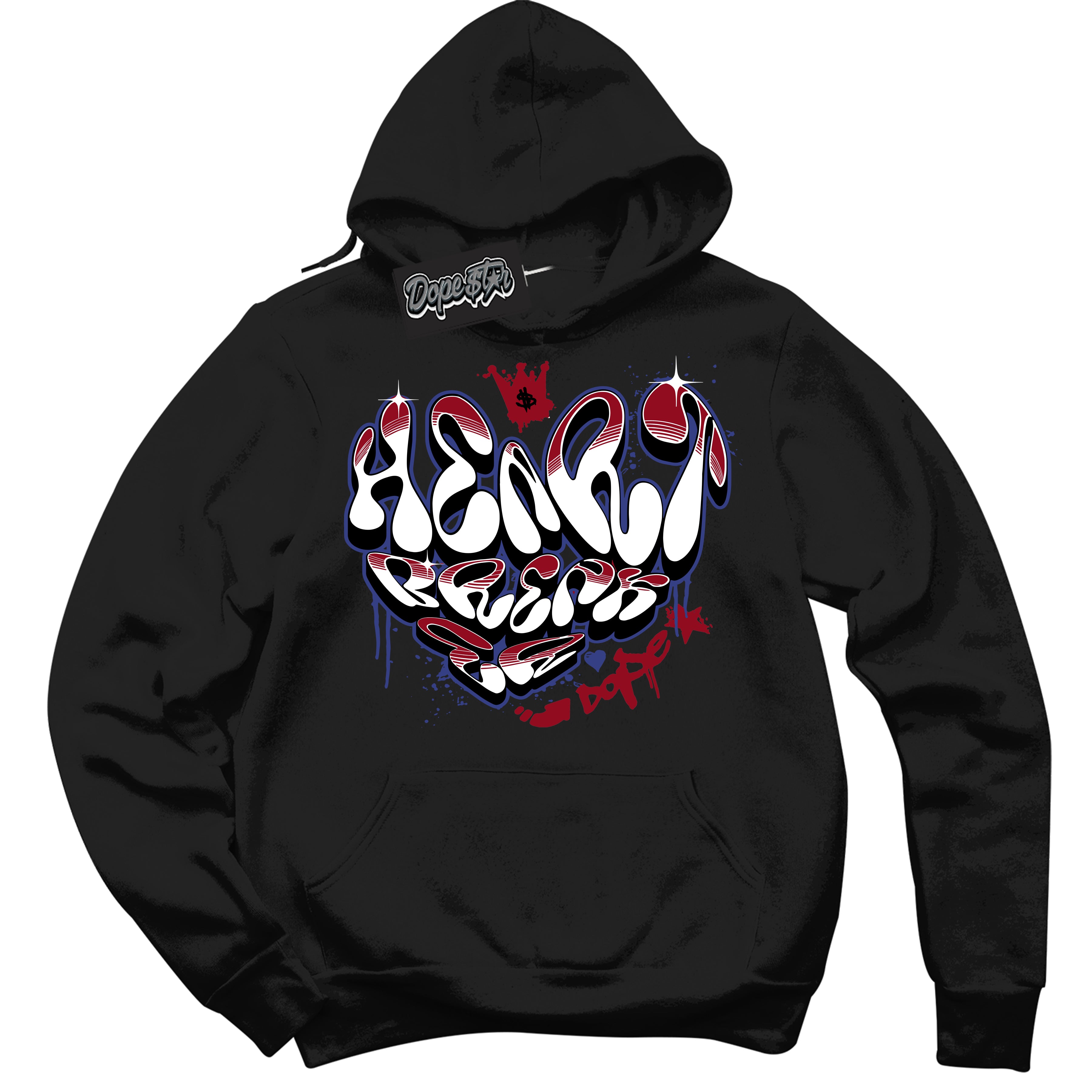 Cool Black Hoodie with “ HeartBreaker Graffiti ”  design that Perfectly Matches Playoffs 8s Sneakers.