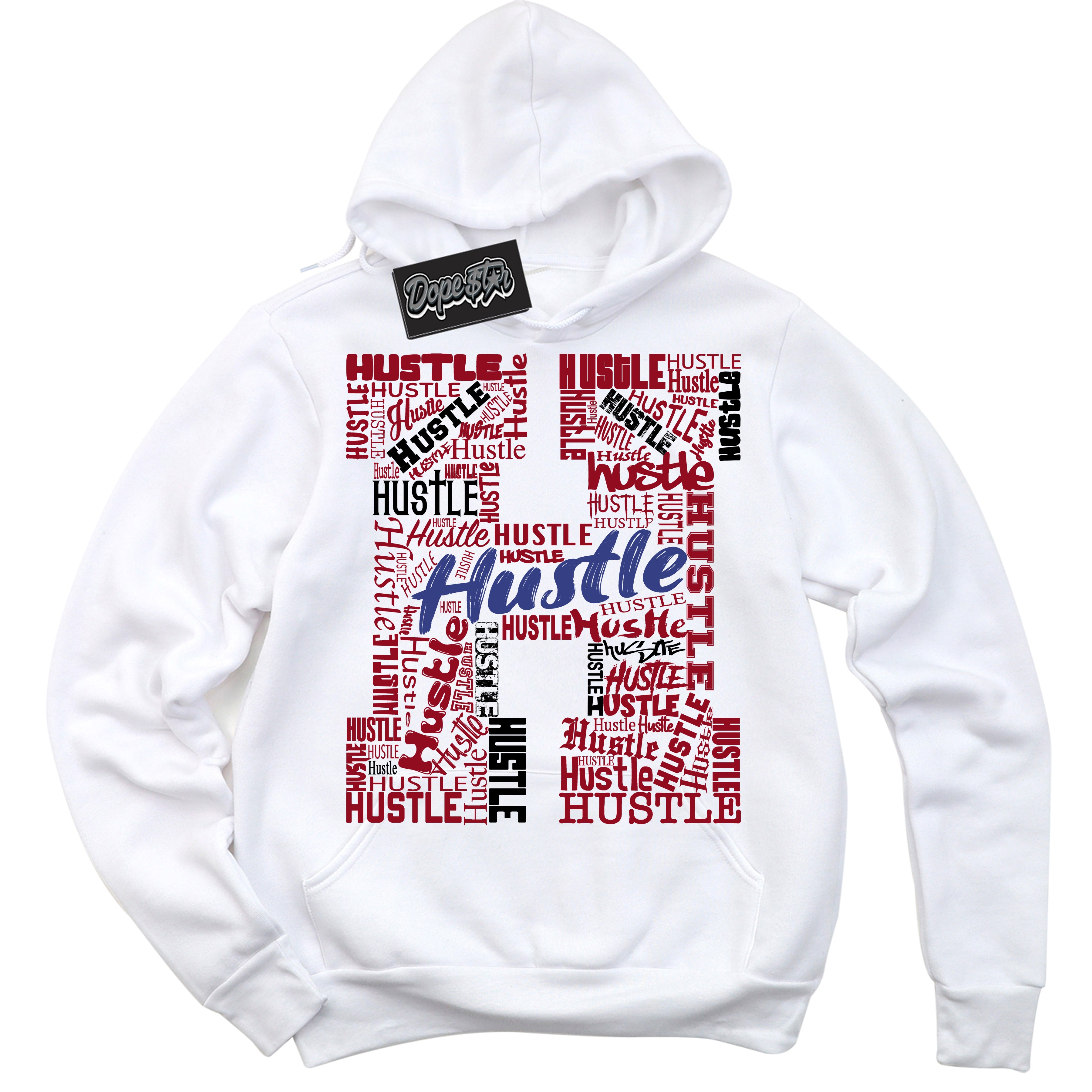 Cool White Hoodie with “ Hustle H ”  design that Perfectly Matches Playoffs 8s Sneakers.