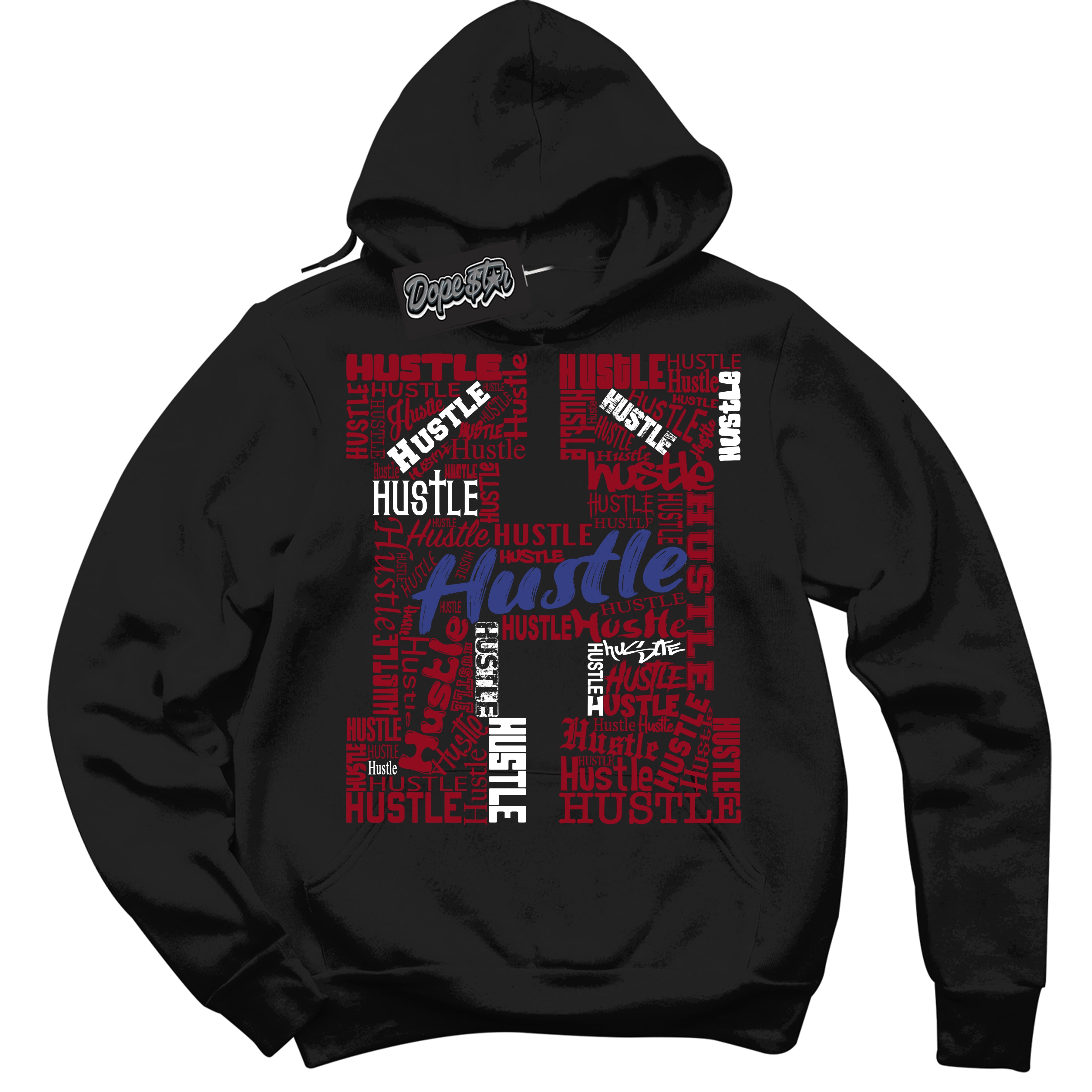 Cool Black Hoodie with “ Hustle H ”  design that Perfectly Matches Playoffs 8s Sneakers.