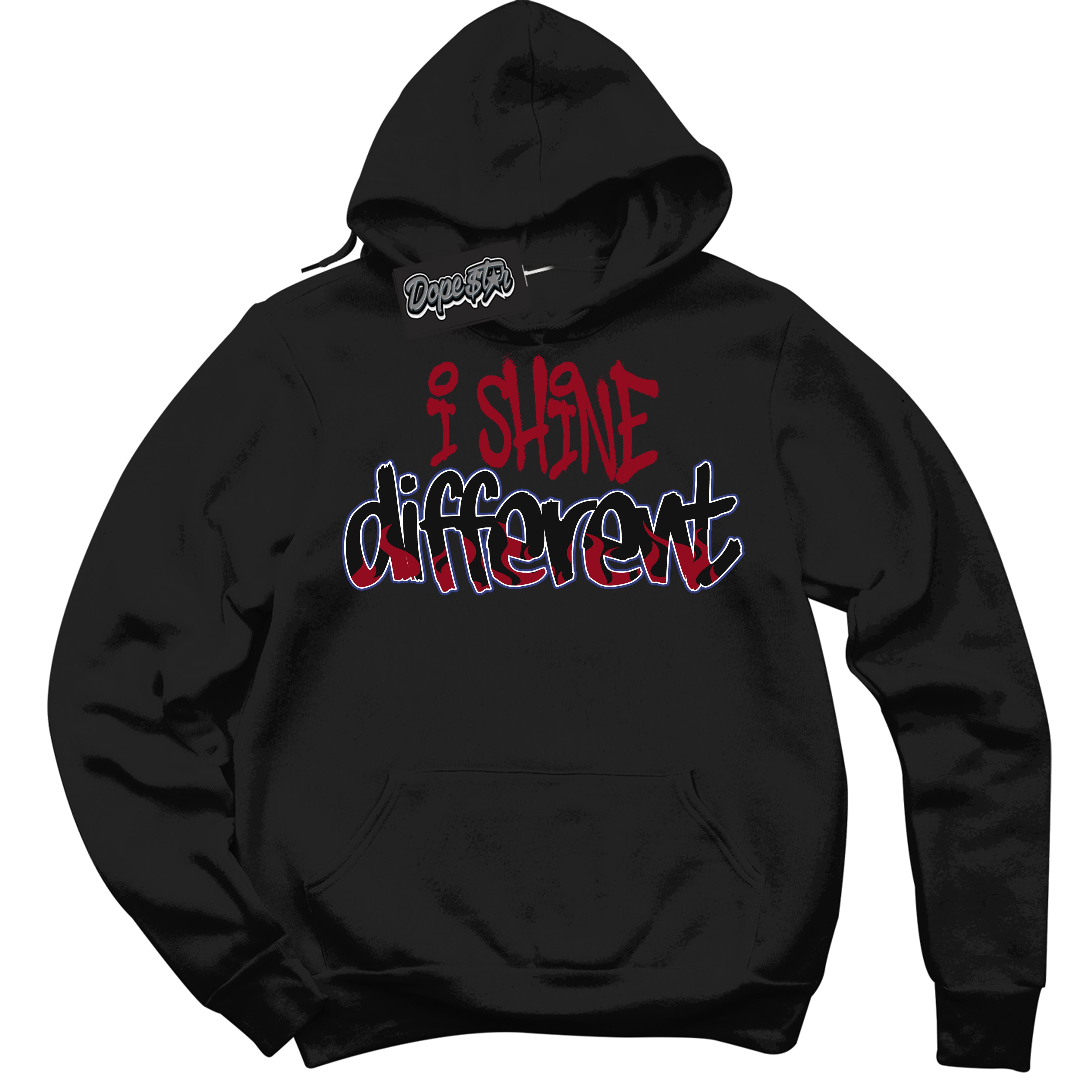 Cool Black Hoodie with “ I Shine Different ”  design that Perfectly Matches Playoffs 8s Sneakers.