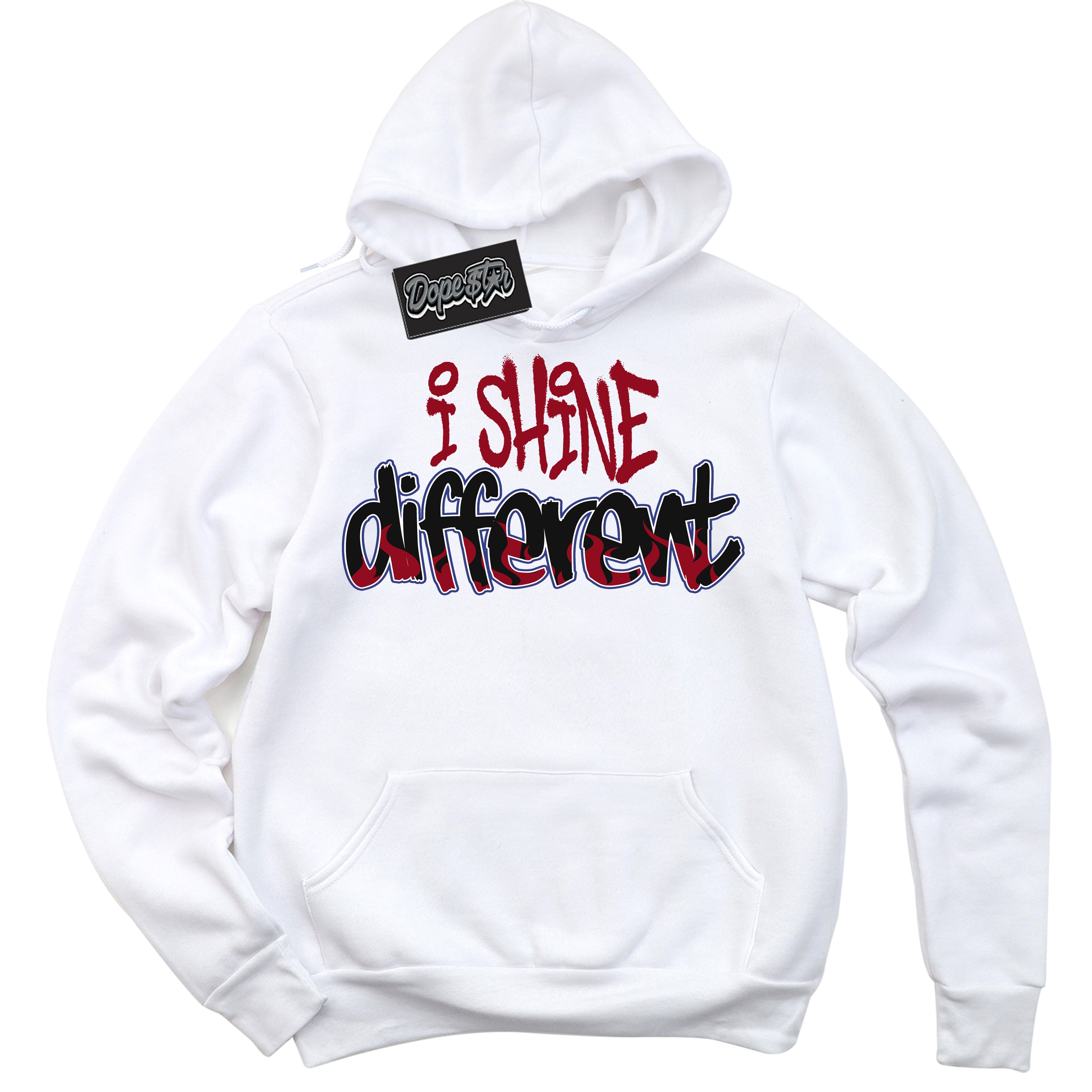 Cool White Hoodie with “ I Shine Different ”  design that Perfectly Matches Playoffs 8s Sneakers.