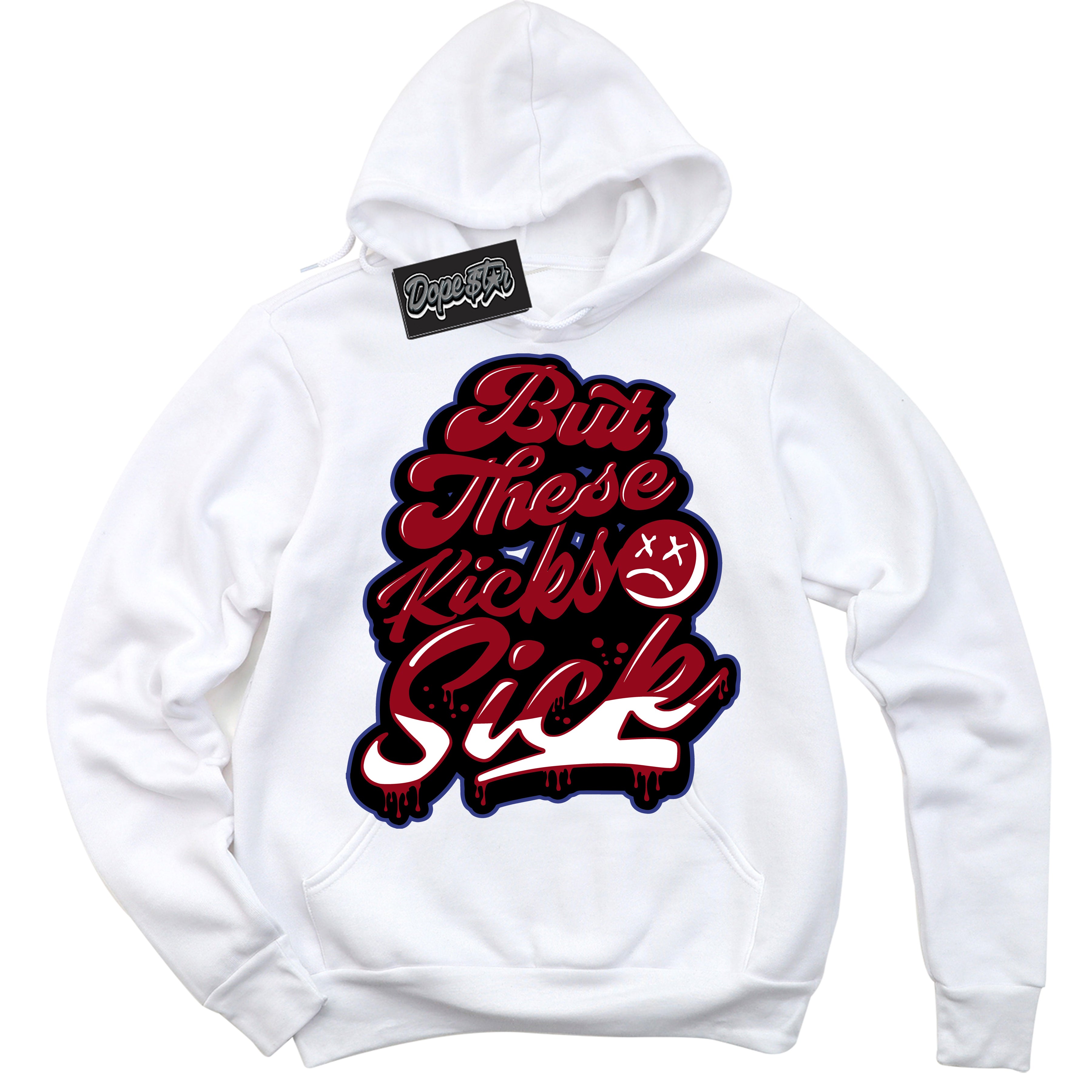 Cool White Hoodie with “ Kick Sick ”  design that Perfectly Matches Playoffs 8s Sneakers.