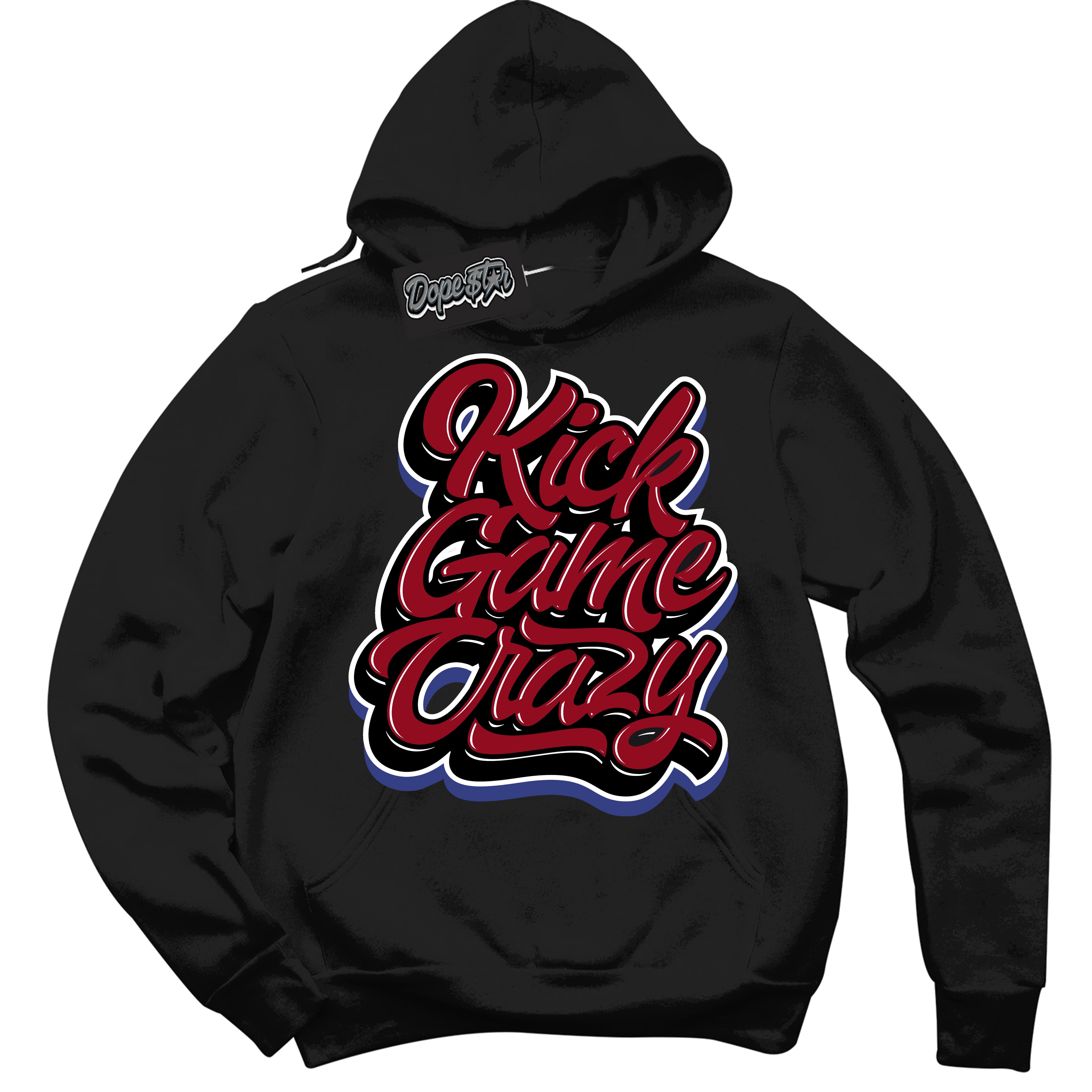 Cool Black Hoodie with “ Kick Game Crazy ”  design that Perfectly Matches Playoffs 8s Sneakers.