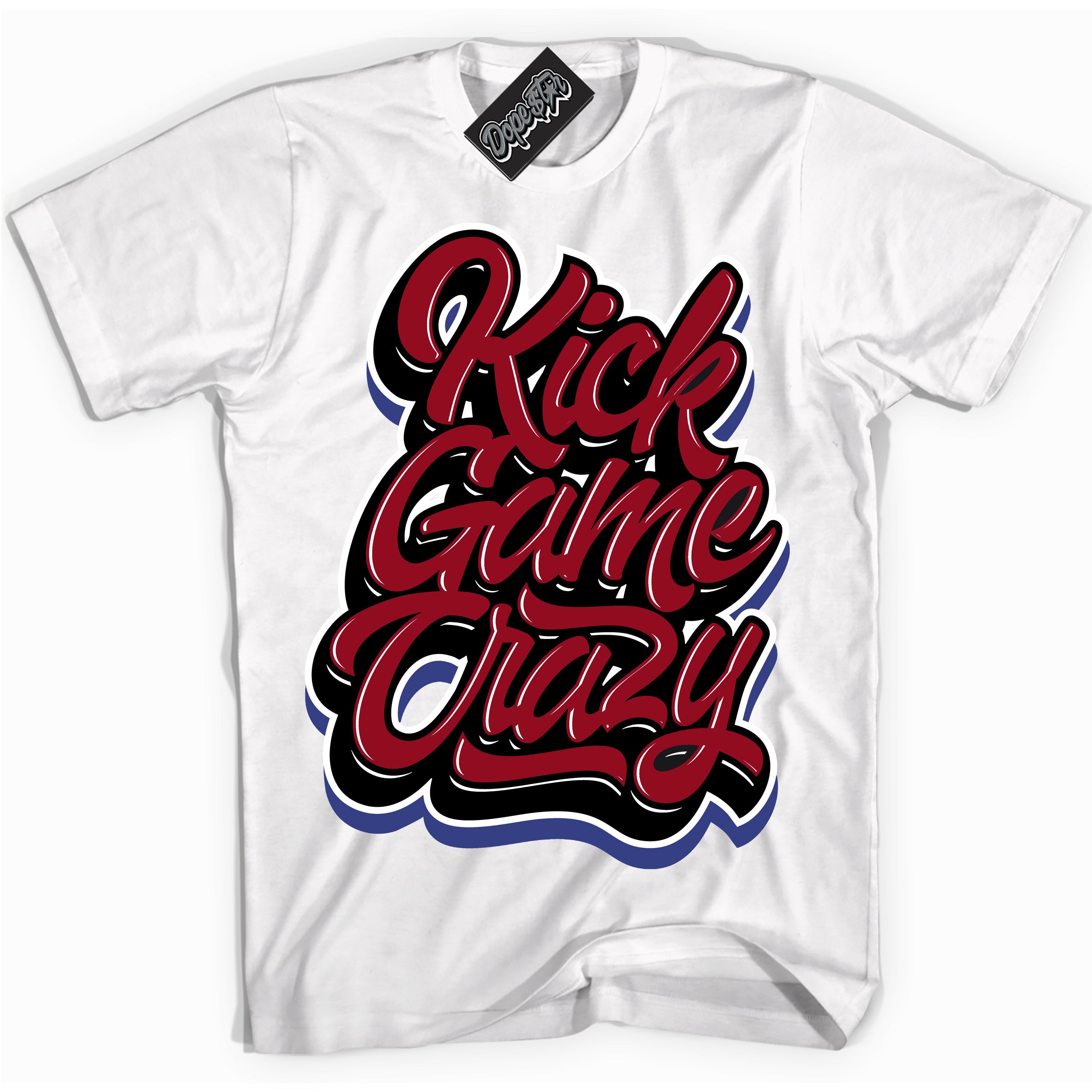 Cool White Shirt with “ Kick Game Crazy ” design that perfectly matches Playoffs 8s Sneakers.