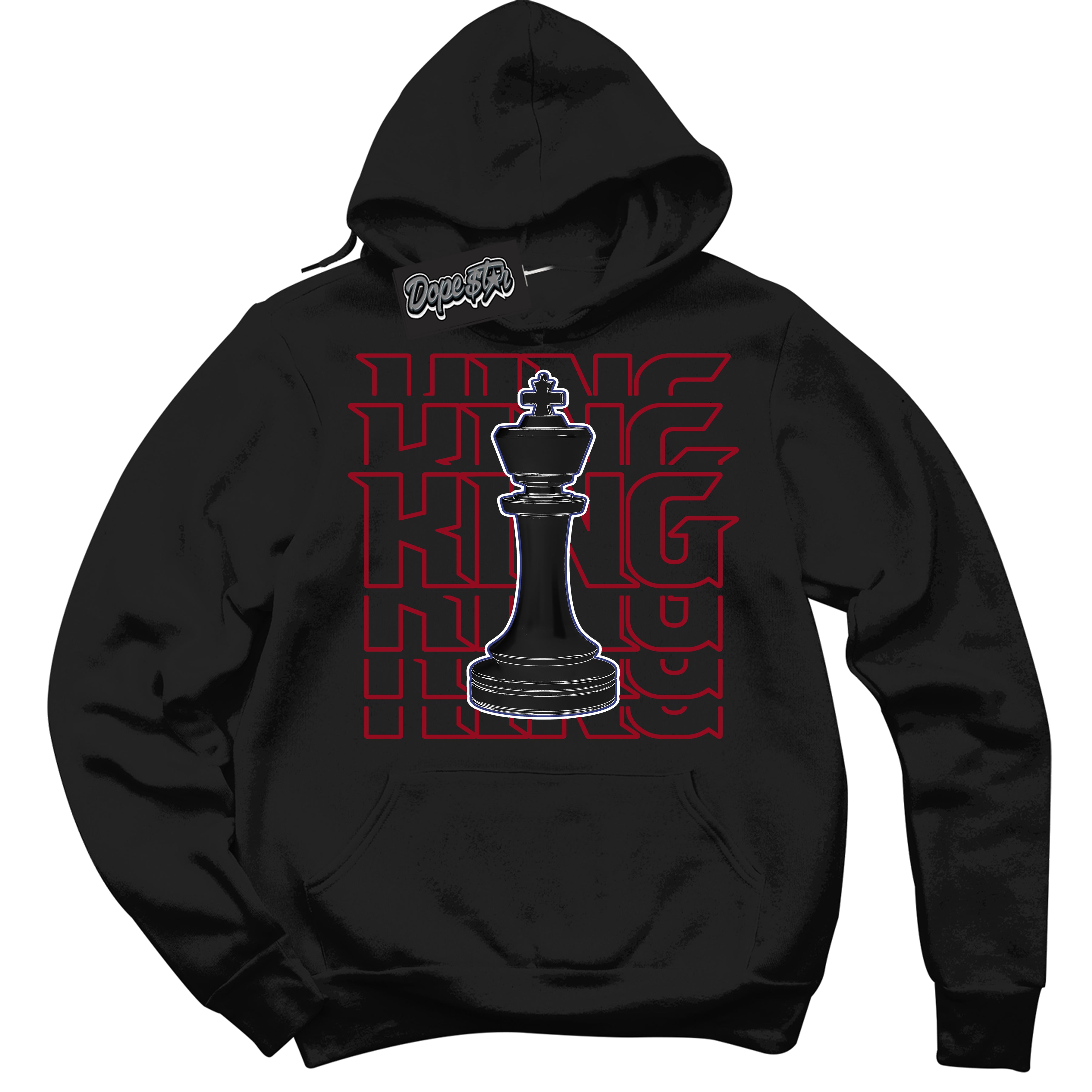 Cool Black Hoodie with “ King Chess ”  design that Perfectly Matches Playoffs 8s Sneakers.