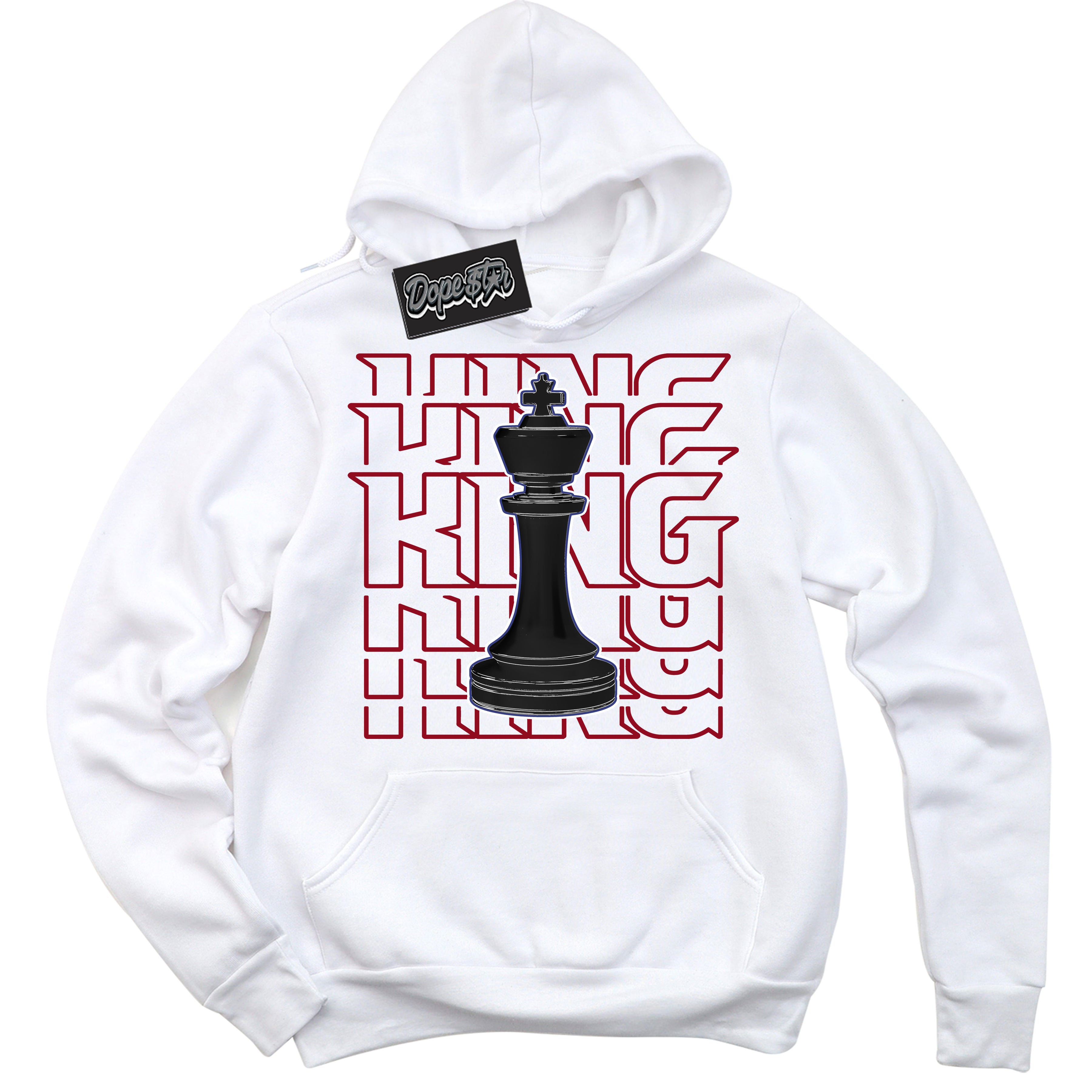 Cool White Hoodie with “ King Chess ”  design that Perfectly Matches Playoffs 8s Sneakers.