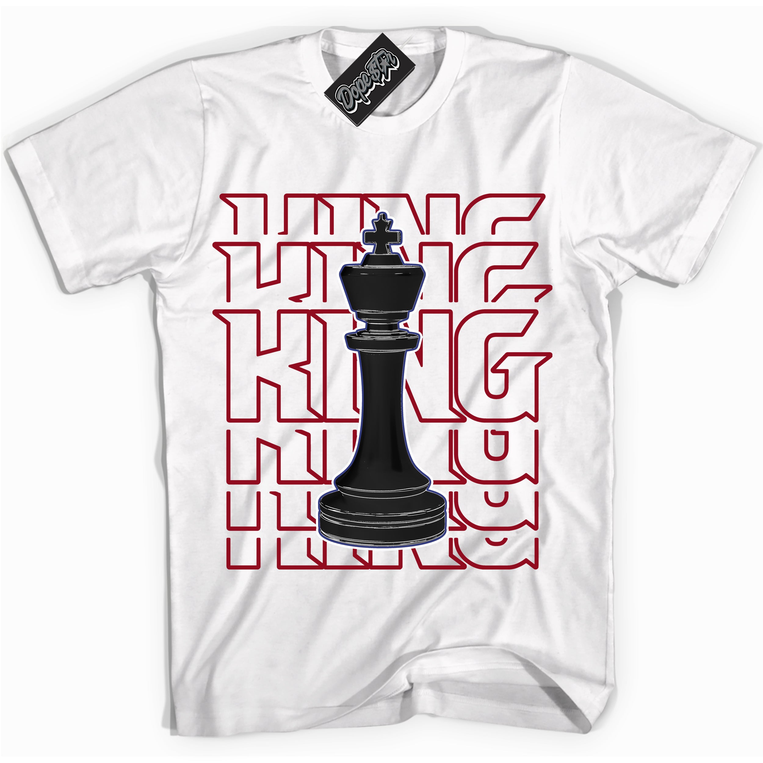 Cool White Shirt with “ King Chess ” design that perfectly matches Playoffs 8s Sneakers.