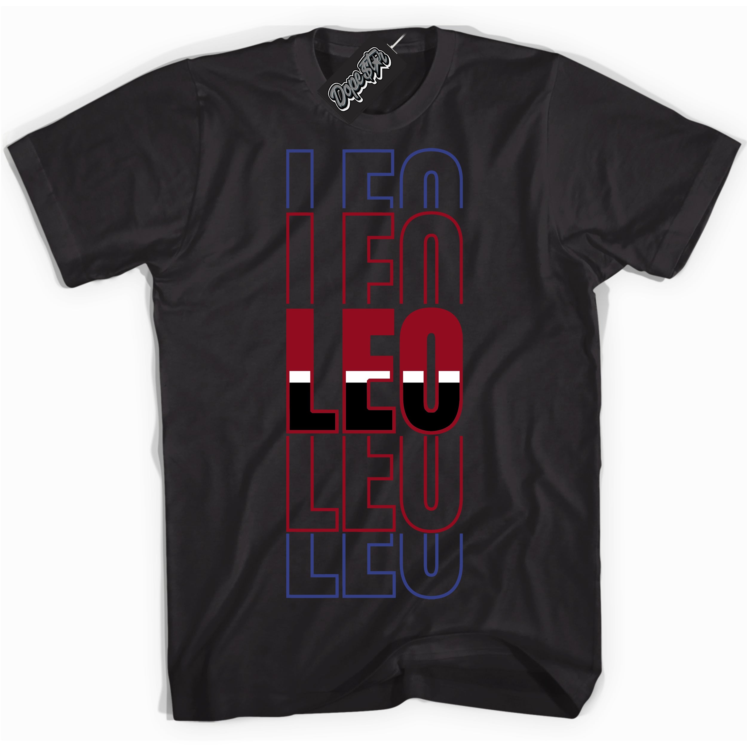 Cool Black Shirt with “ Leo ” design that perfectly matches Playoffs 8s Sneakers.