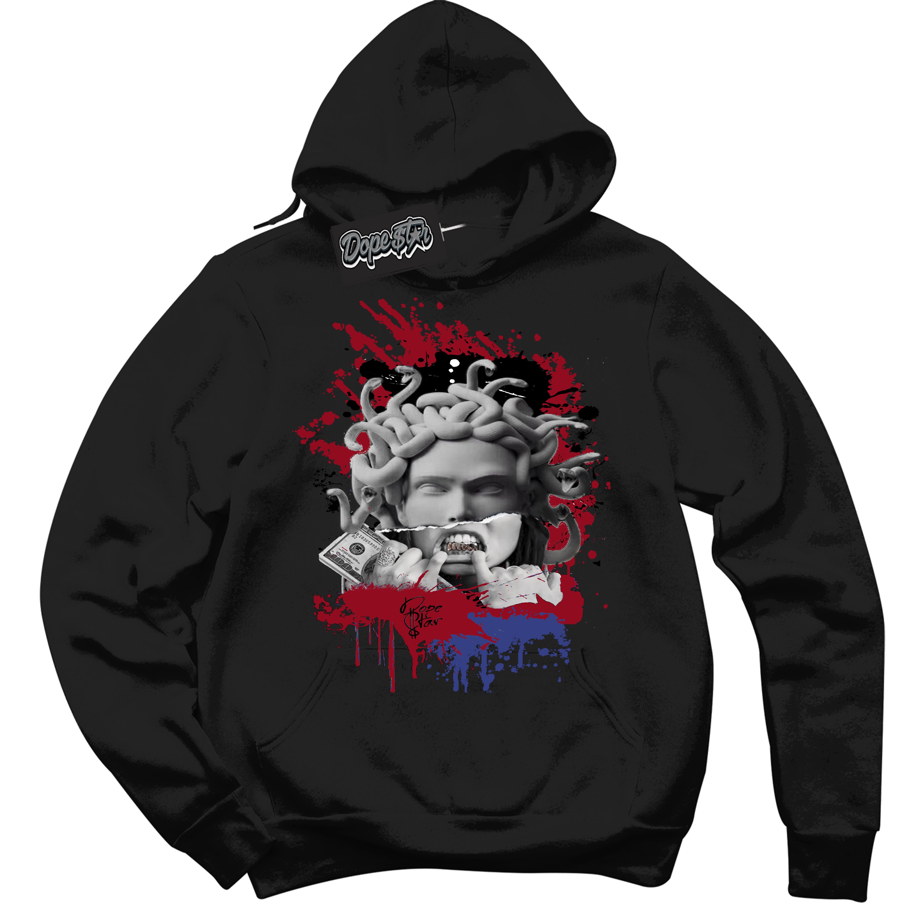 Cool Black Hoodie with “ Medusa ”  design that Perfectly Matches Playoffs 8s Sneakers.