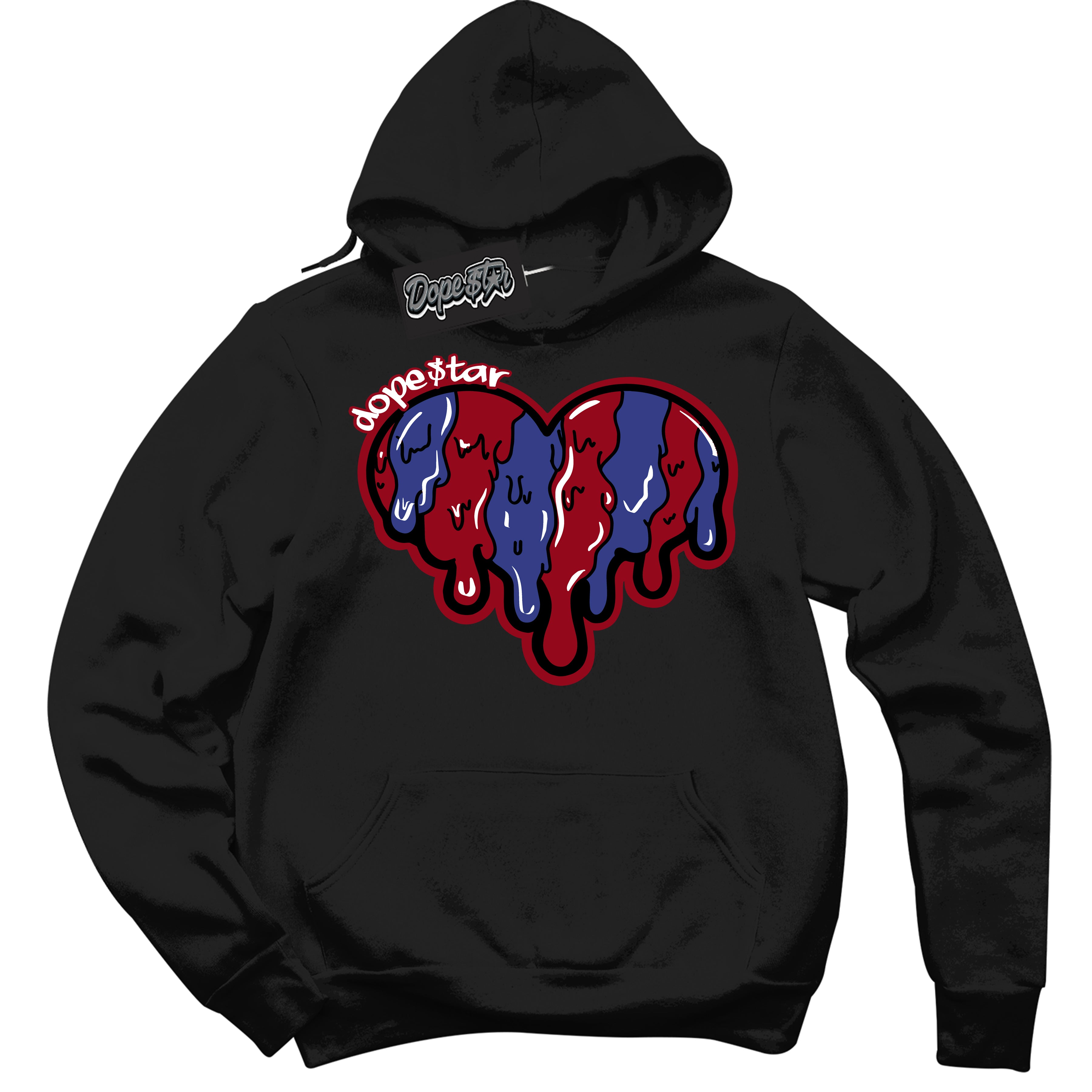 Cool Black Hoodie with “ Melting Heart ”  design that Perfectly Matches Playoffs 8s Sneakers.