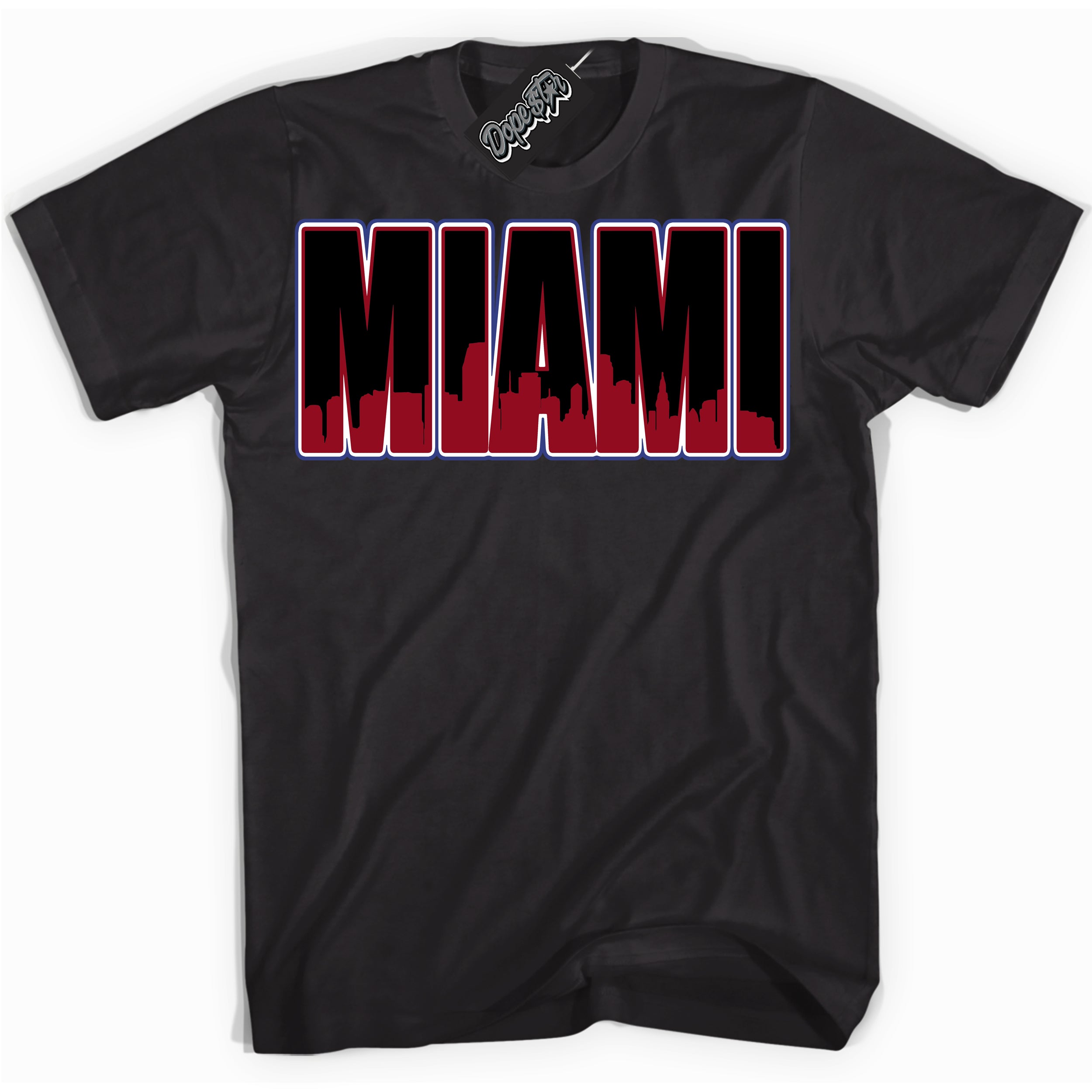Cool Black Shirt with “ Miami ” design that perfectly matches Playoffs 8s Sneakers.