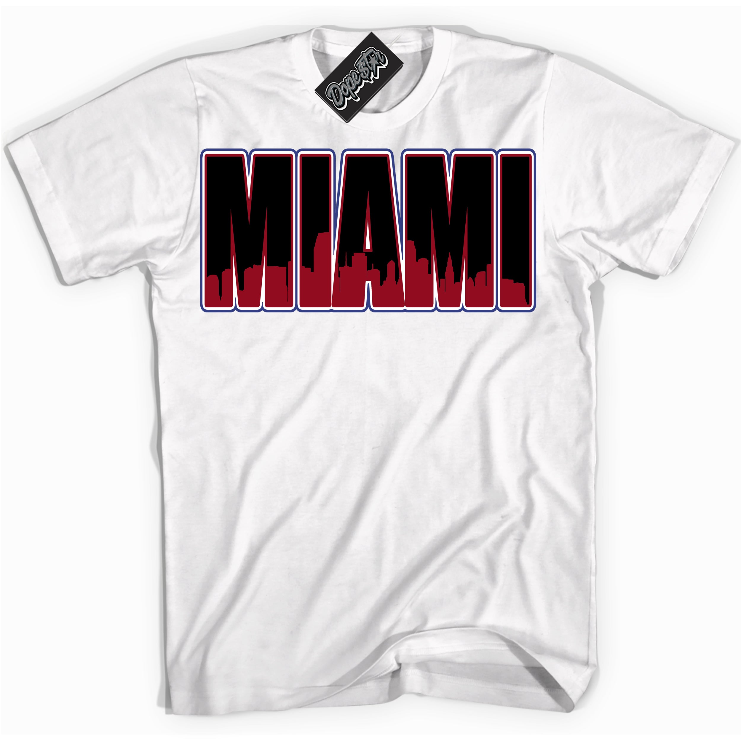 Cool White Shirt with “ Miami ” design that perfectly matches Playoffs 8s Sneakers.