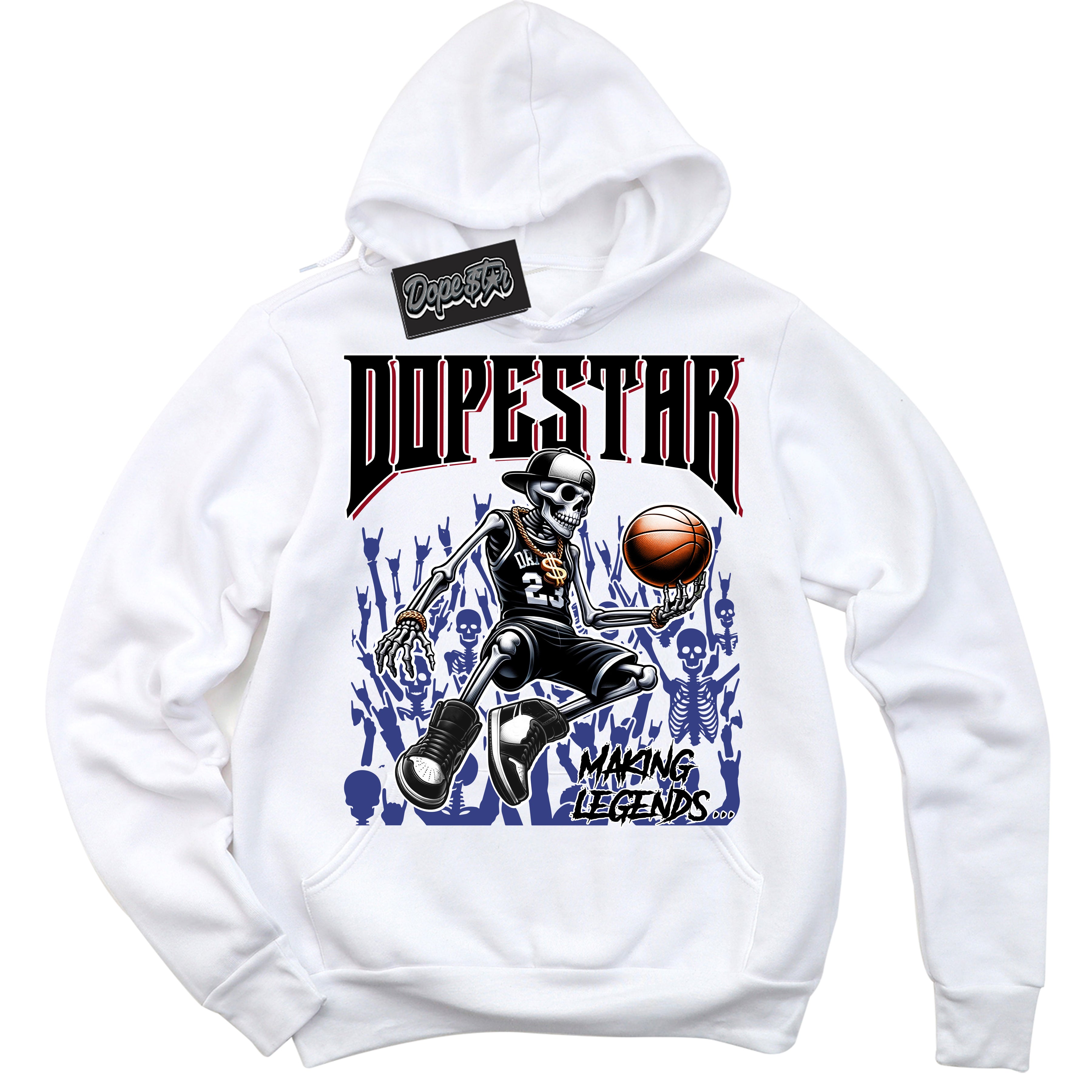 Cool White Hoodie with “ Making Legends ”  design that Perfectly Matches Playoffs 8s Sneakers.