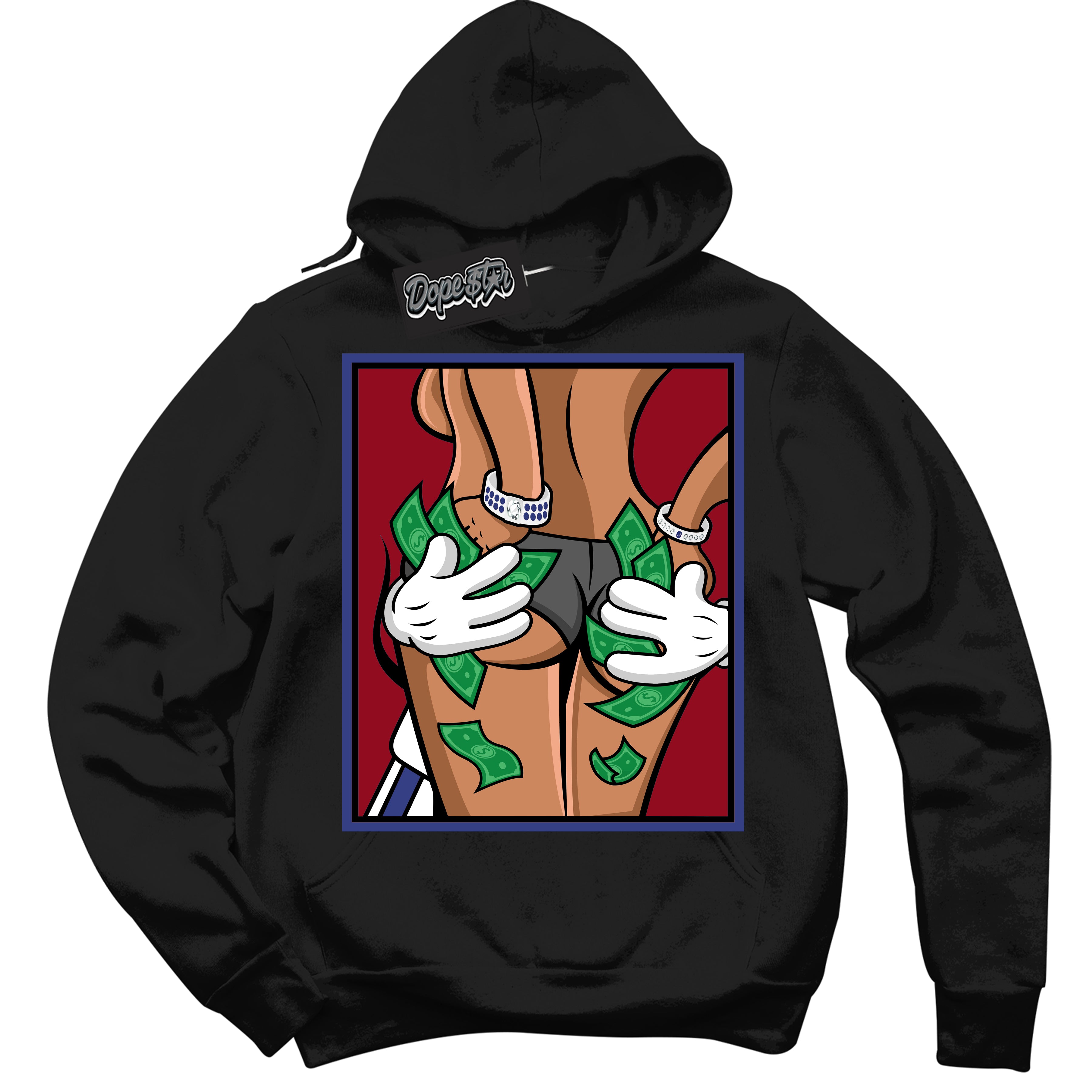 Cool Black Hoodie with “ Money Hands ”  design that Perfectly Matches Playoffs 8s Sneakers.
