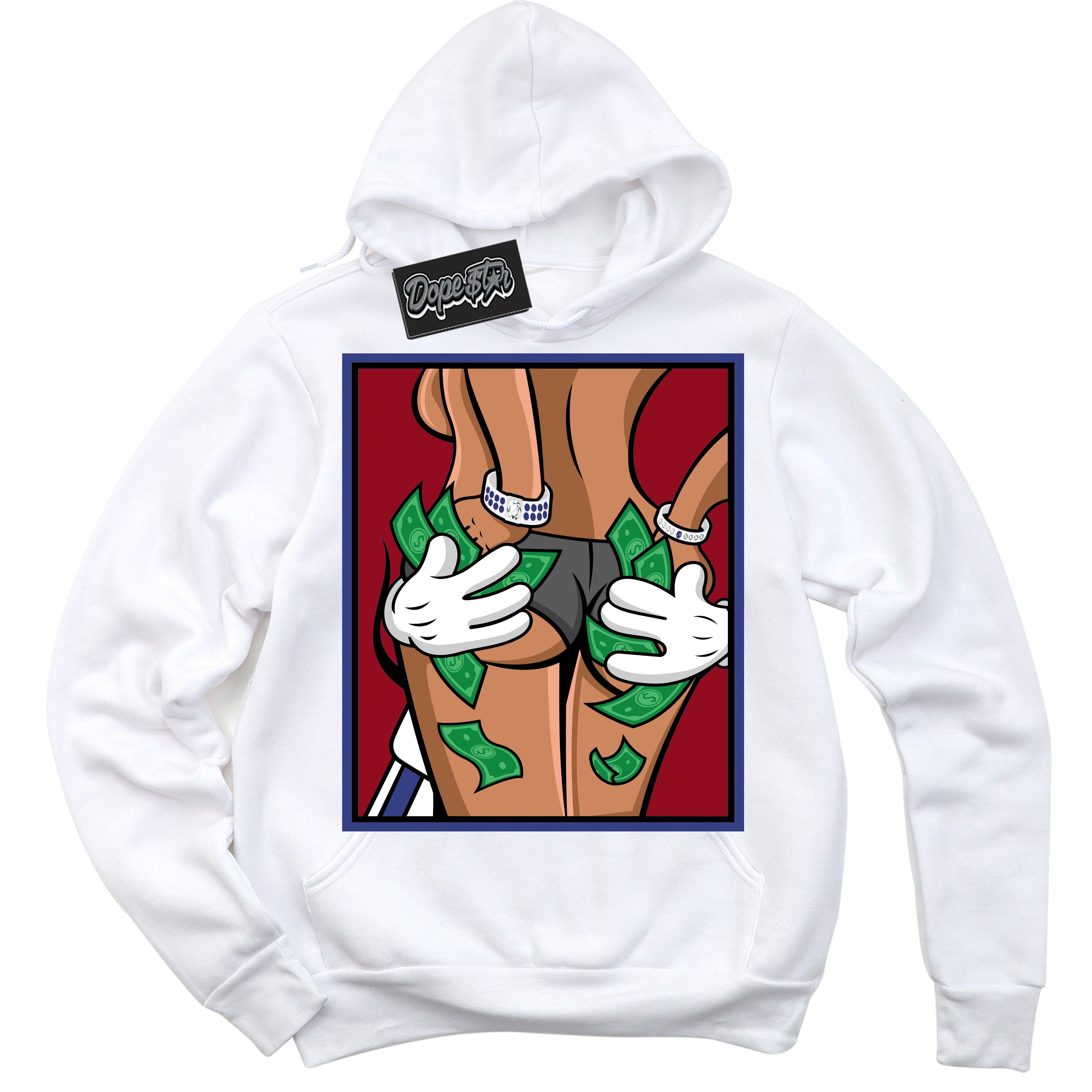 Cool White Hoodie with “ Money Hands ”  design that Perfectly Matches Playoffs 8s Sneakers.