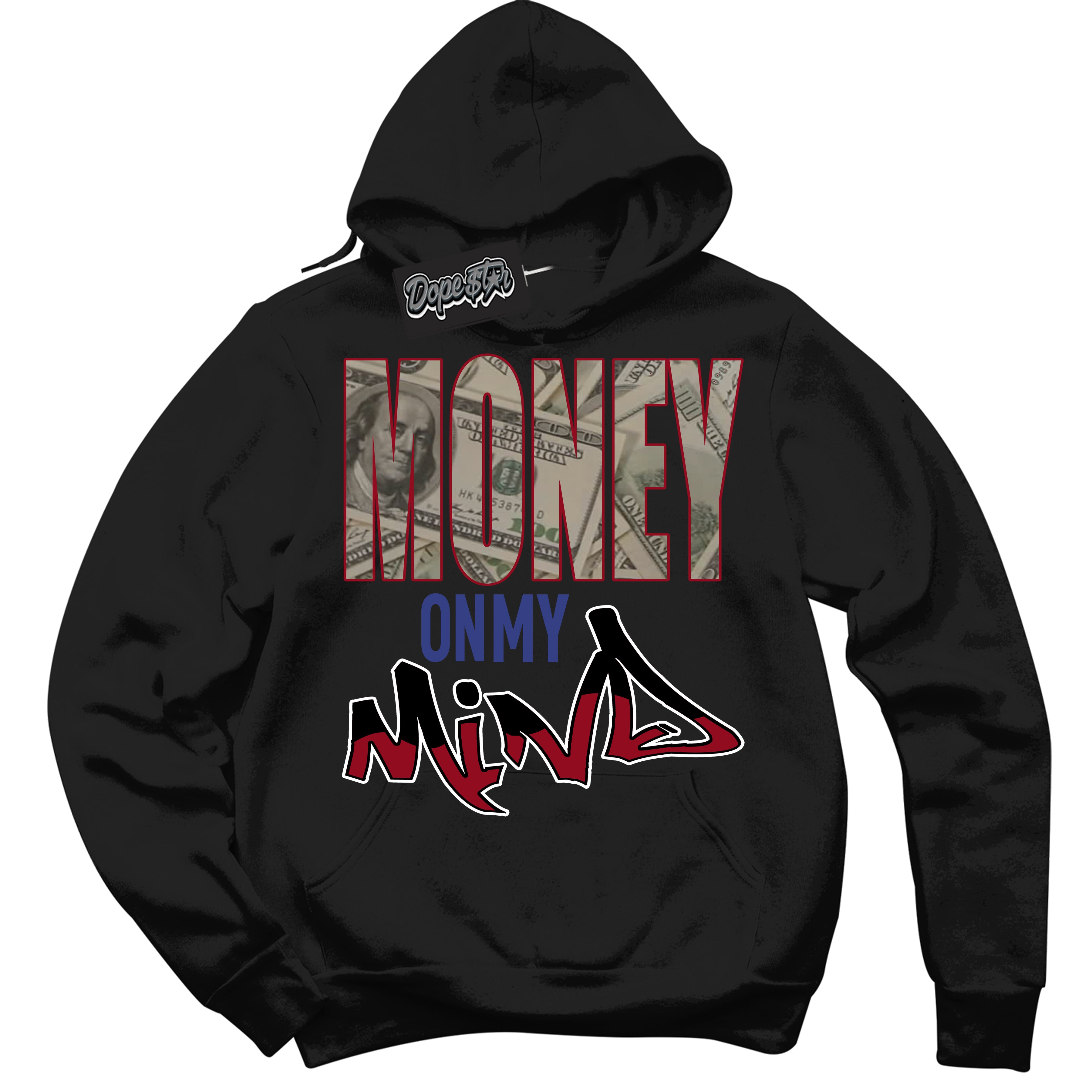 Cool Black Hoodie with “ Money On My Mind ”  design that Perfectly Matches Playoffs 8s Sneakers.